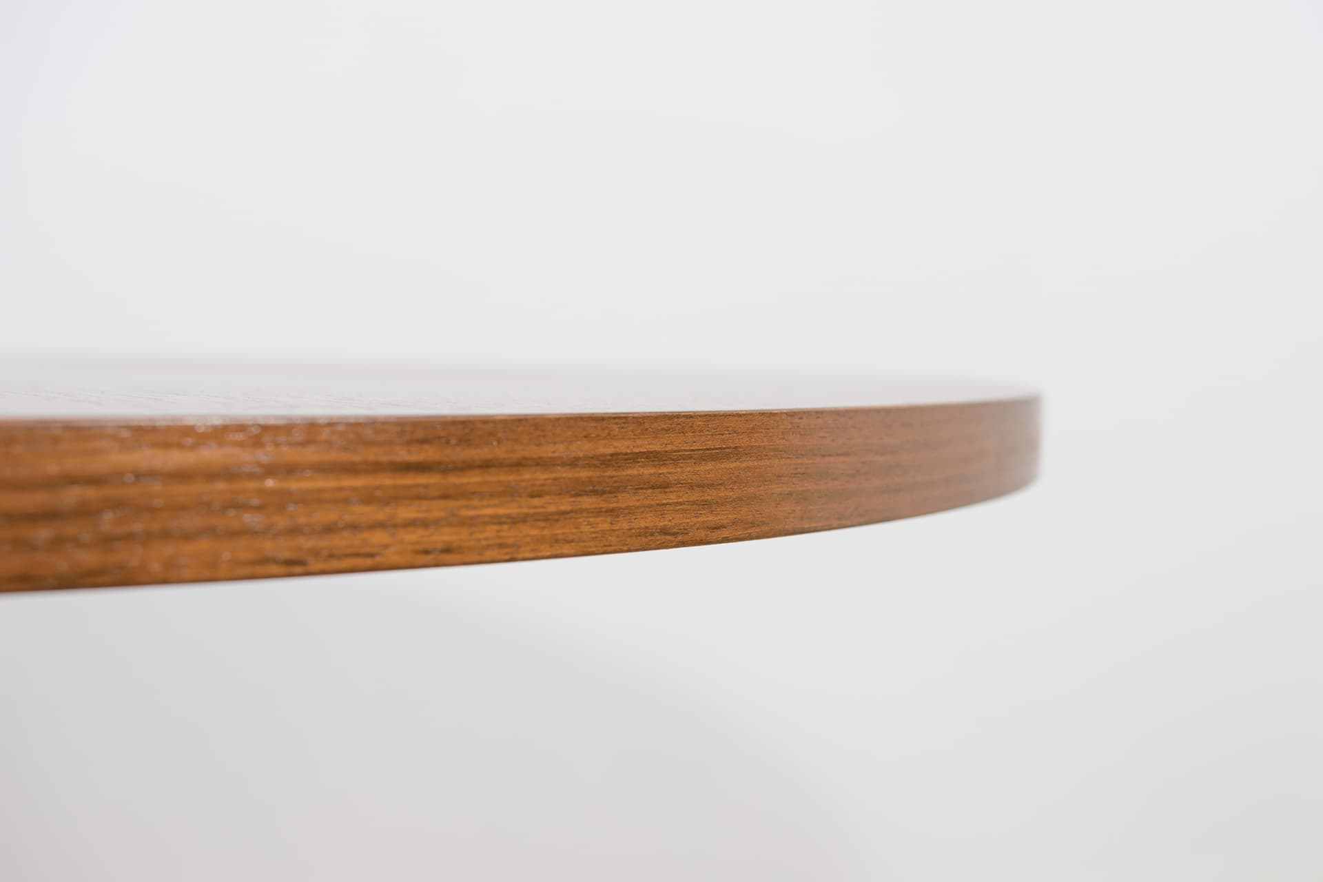 Round Table, brown teak, silver aluminum, Denmark, 1970s. - 304494