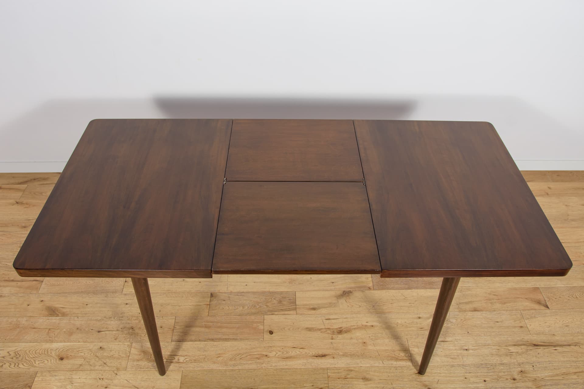 Extendable table, brown walnut, beech, by B. Landsman, H. Nepozitek, Jitona, Czechoslovakia, 1960s. - 304506
