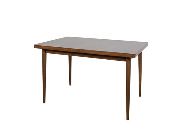 Extendable table, brown walnut, beech, by B. Landsman, H. Nepozitek, Jitona, Czechoslovakia, 1960s. - DIMENSION