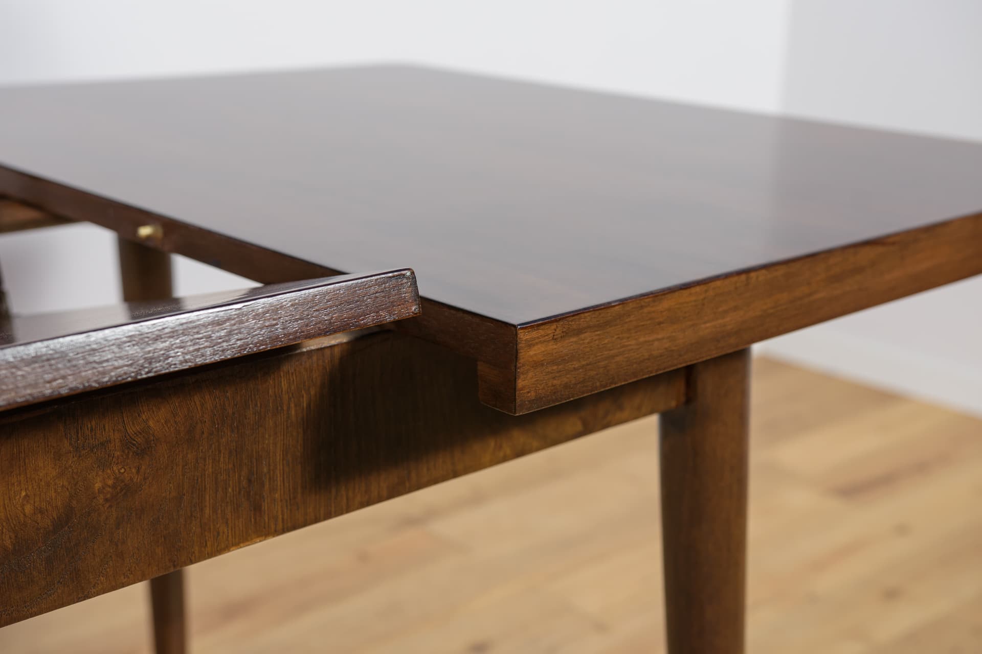 Extendable table, brown walnut, beech, by B. Landsman, H. Nepozitek, Jitona, Czechoslovakia, 1960s. - 304512