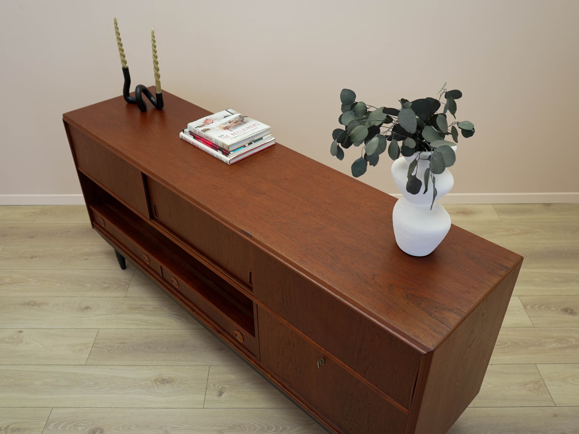 Sideboard, teak brązowy, drewno czarne, Dania, lata 70. - 304537