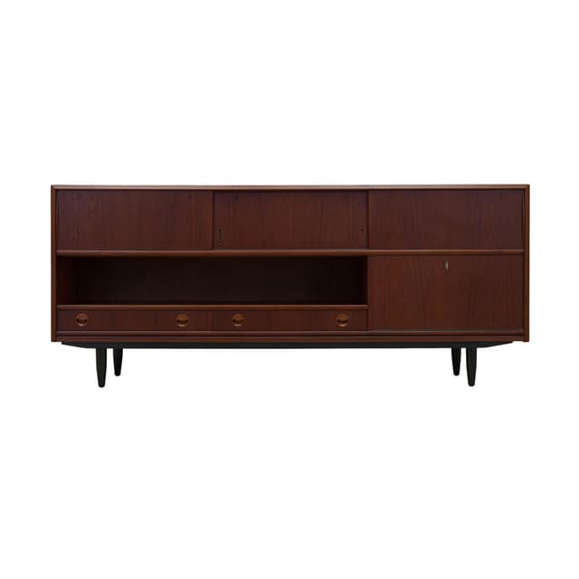 Sideboard, teak brązowy, drewno czarne, Dania, lata 70. - WYMIARY