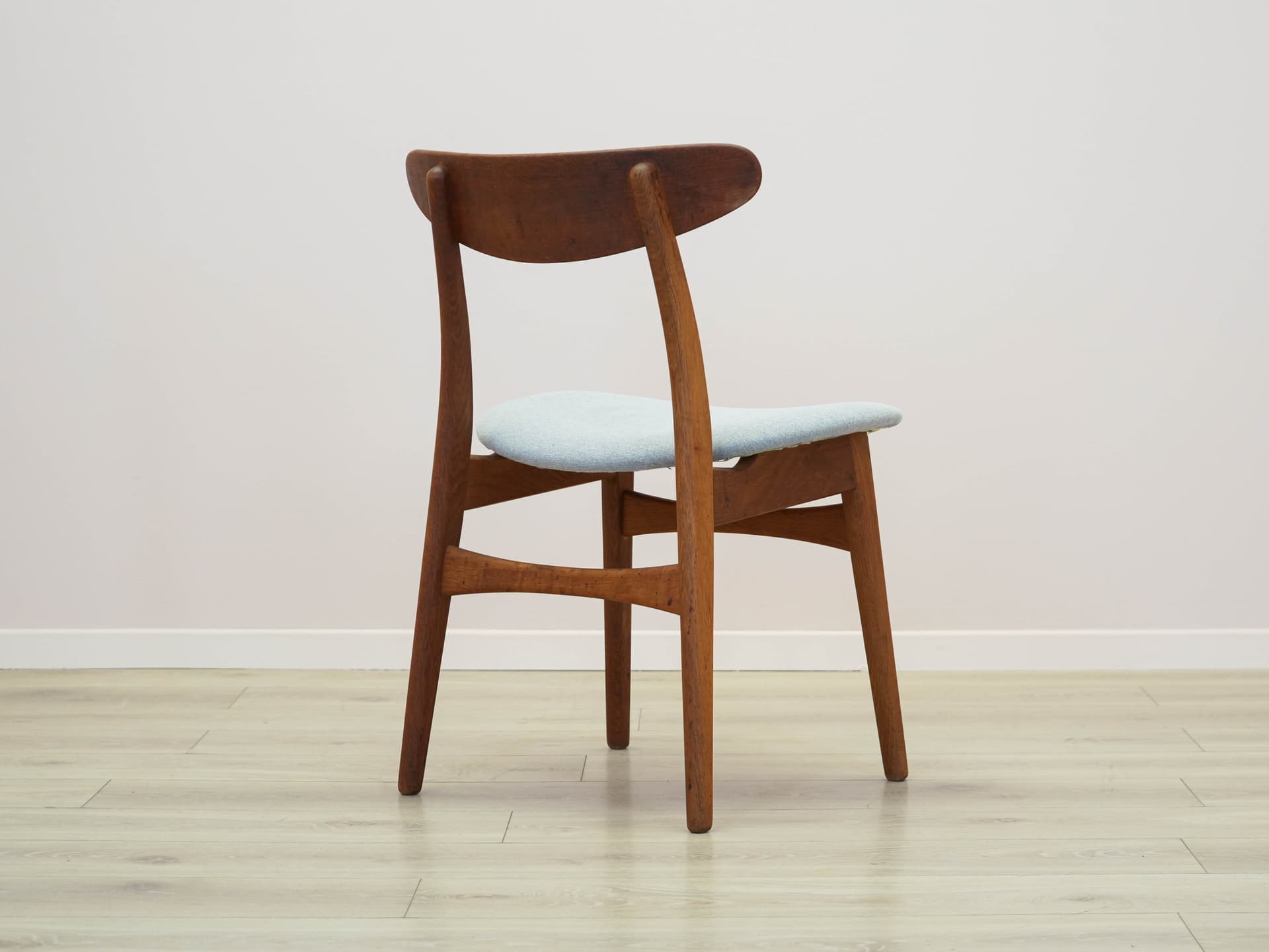 Set of four chairs CH30, brown teak, light oak, grey-blue fabric, by H. Wegner, Denmark, 1960s. - 304600