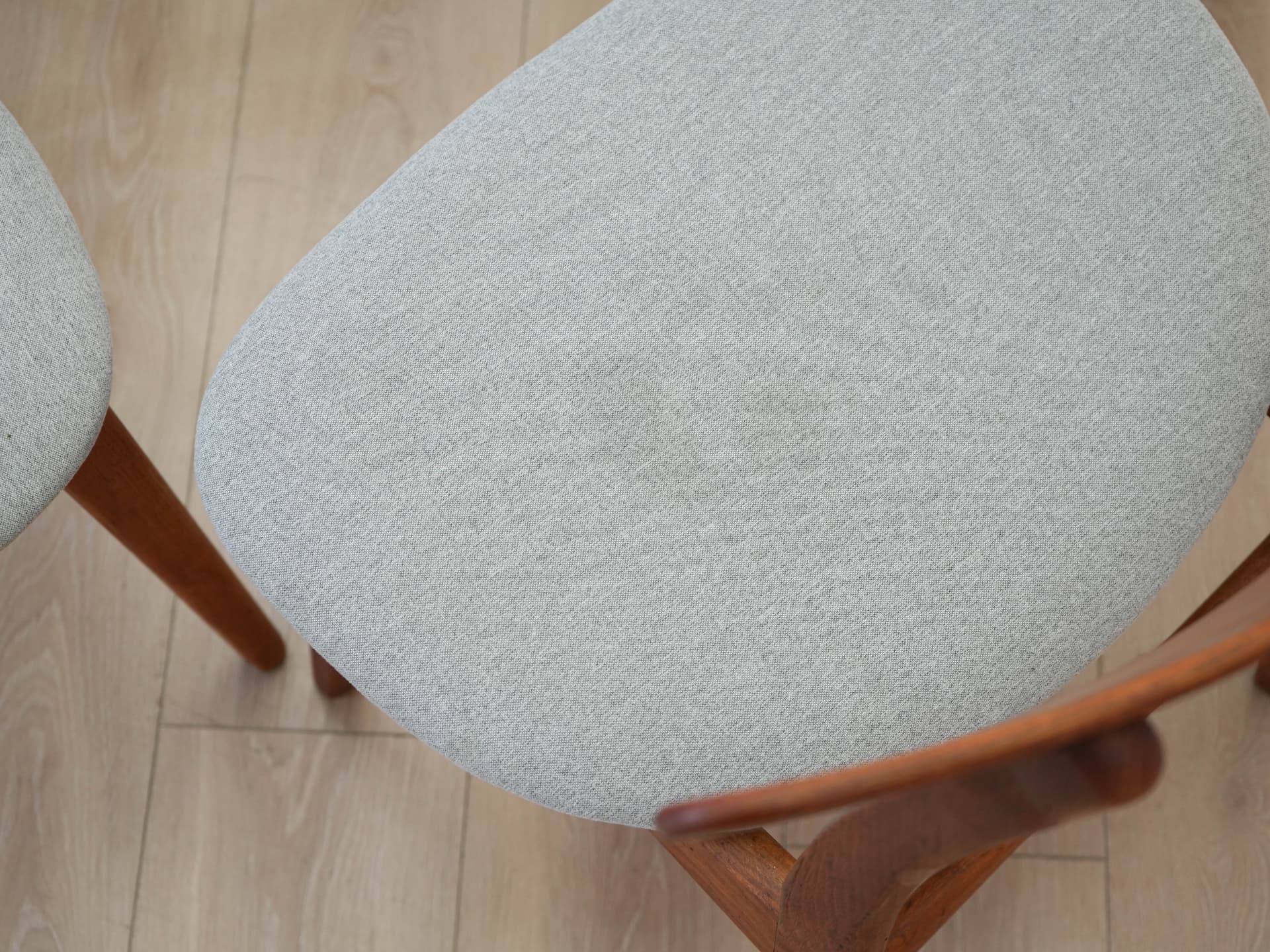 Set of four chairs CH30, brown teak, light oak, grey-blue fabric, by H. Wegner, Denmark, 1960s. - 304601