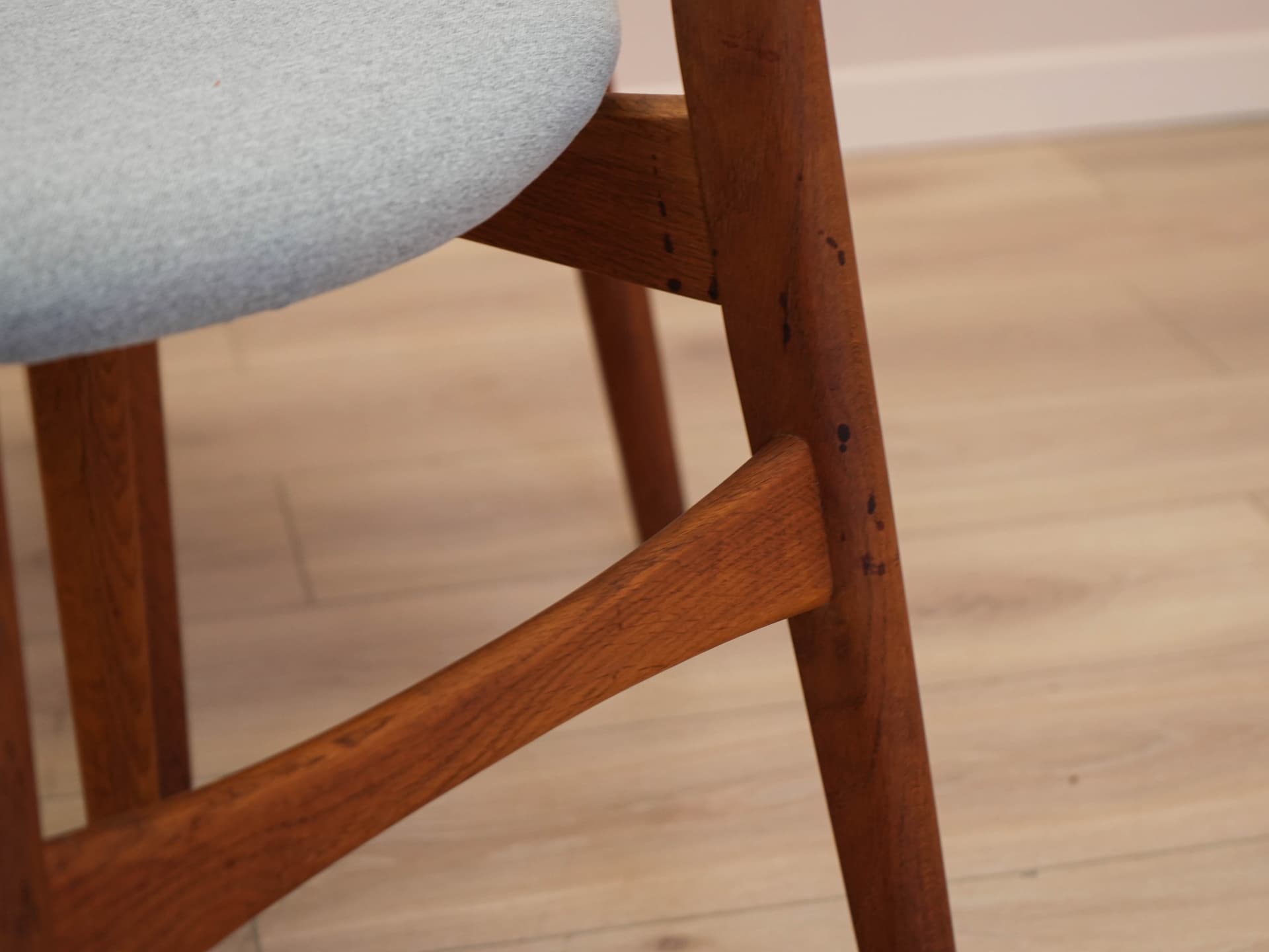 Set of four chairs CH30, brown teak, light oak, grey-blue fabric, by H. Wegner, Denmark, 1960s. - 304591