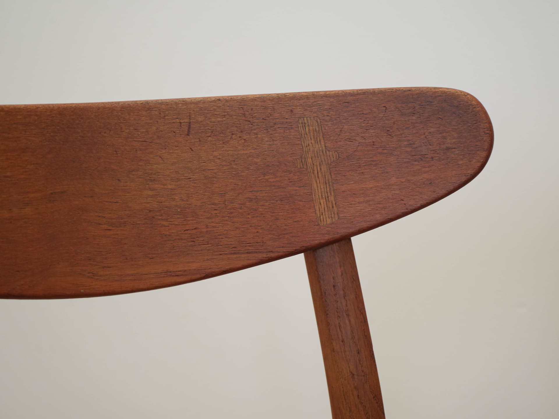 Set of four chairs CH30, brown teak, light oak, grey-blue fabric, by H. Wegner, Denmark, 1960s. - 304595