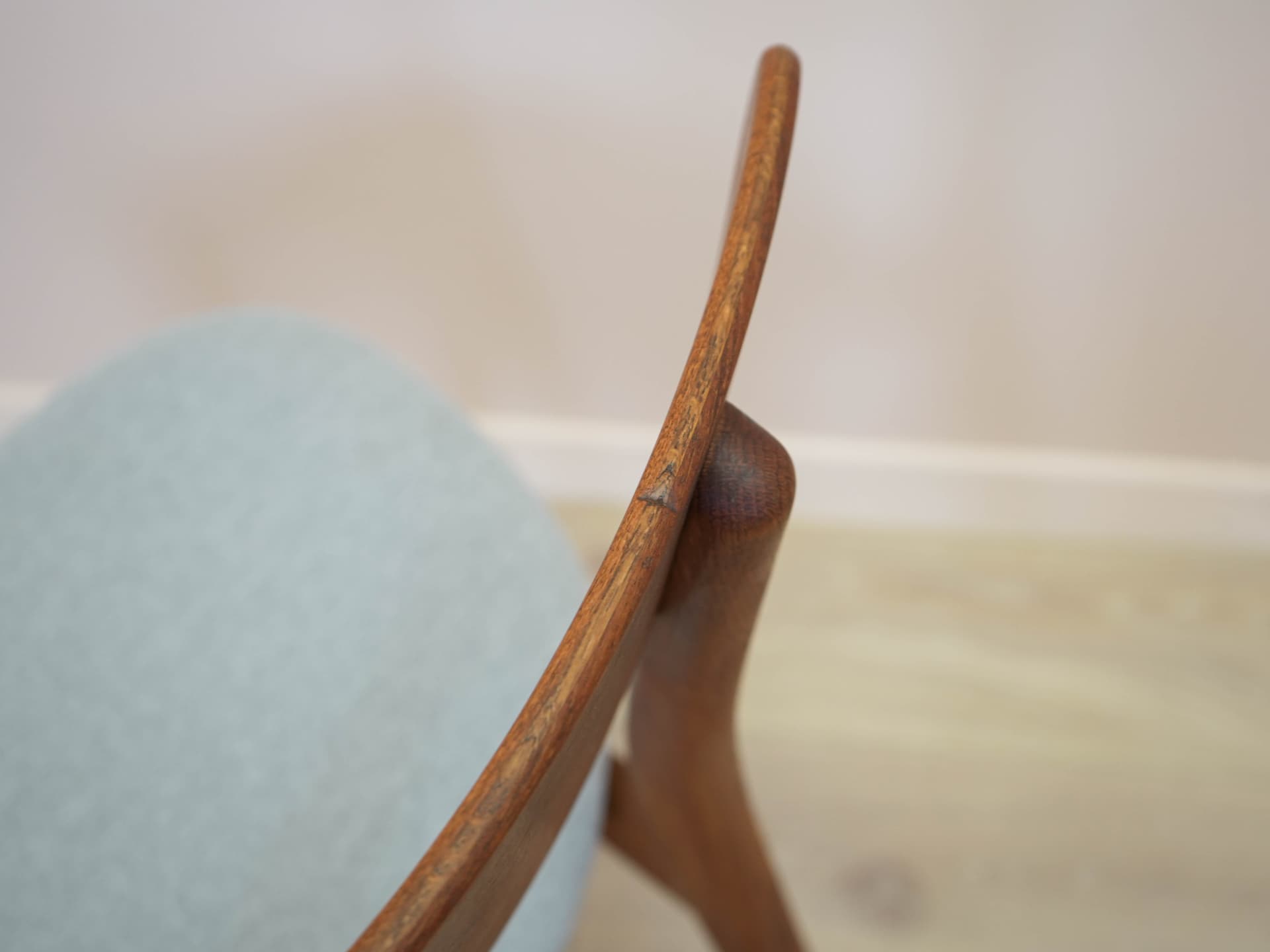 Set of four chairs CH30, brown teak, light oak, grey-blue fabric, by H. Wegner, Denmark, 1960s. - 304597