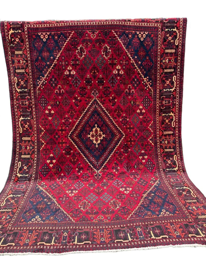 Dywan perski Bidjar, czerwony granatowy beżowy złoty czarny, wełna, Iran, 350x250 cm