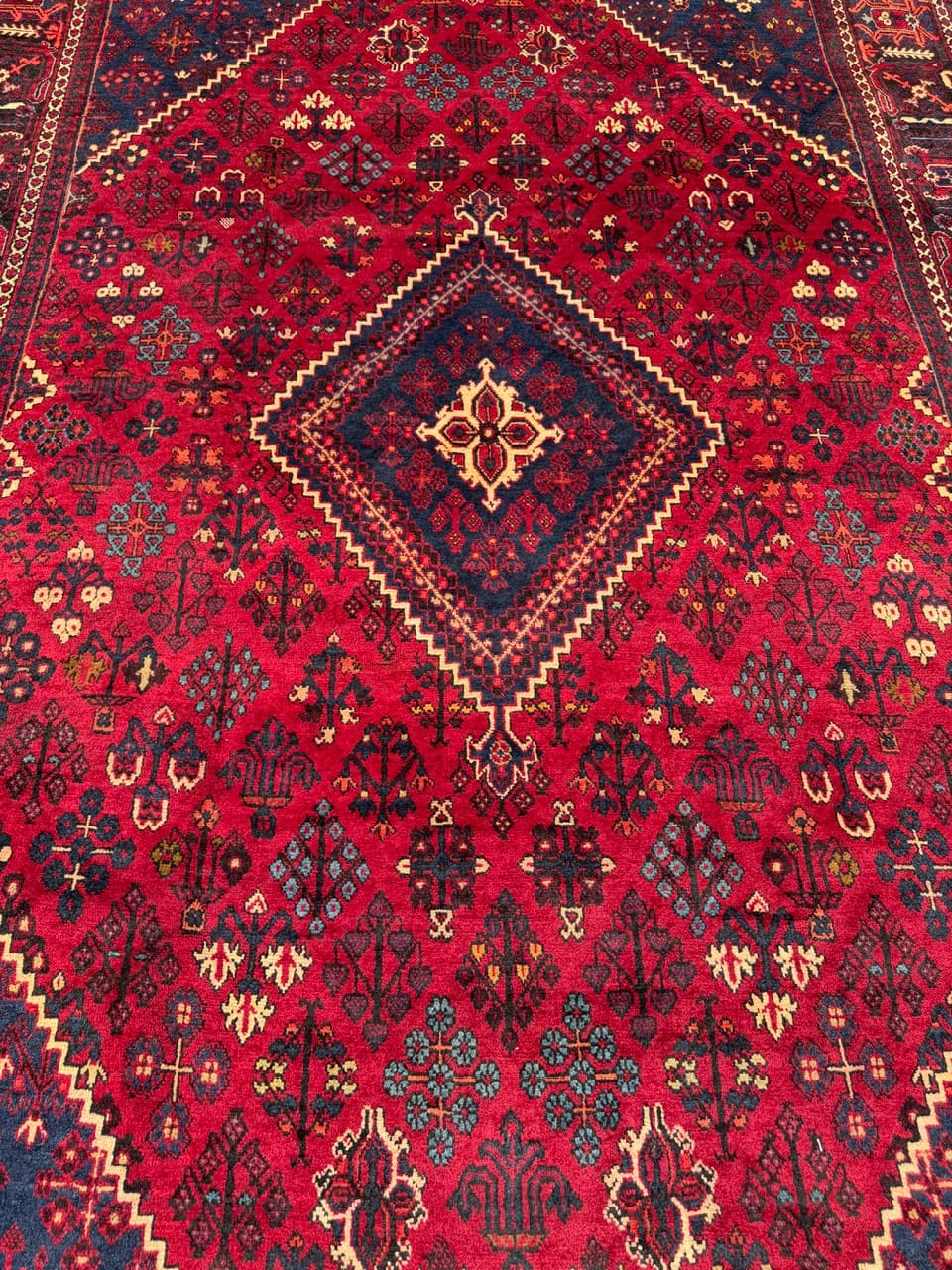 Dywan perski Bidjar, czerwony granatowy beżowy złoty czarny, wełna, Iran, 350x250 cm - 304631