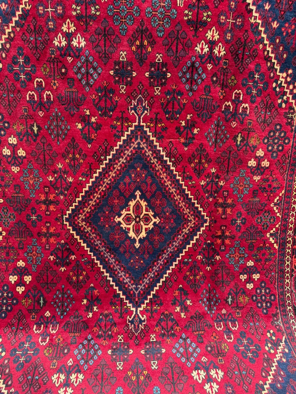 Dywan perski Bidjar, czerwony granatowy beżowy złoty czarny, wełna, Iran, 350x250 cm - 304629