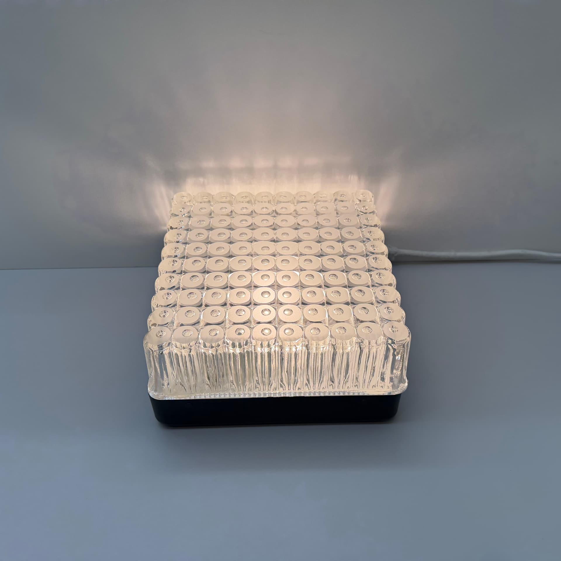 Wall or Ceiling Lamp, transparent glass, black metal, Staff Leuchten, Germany, 1970s. - 304676