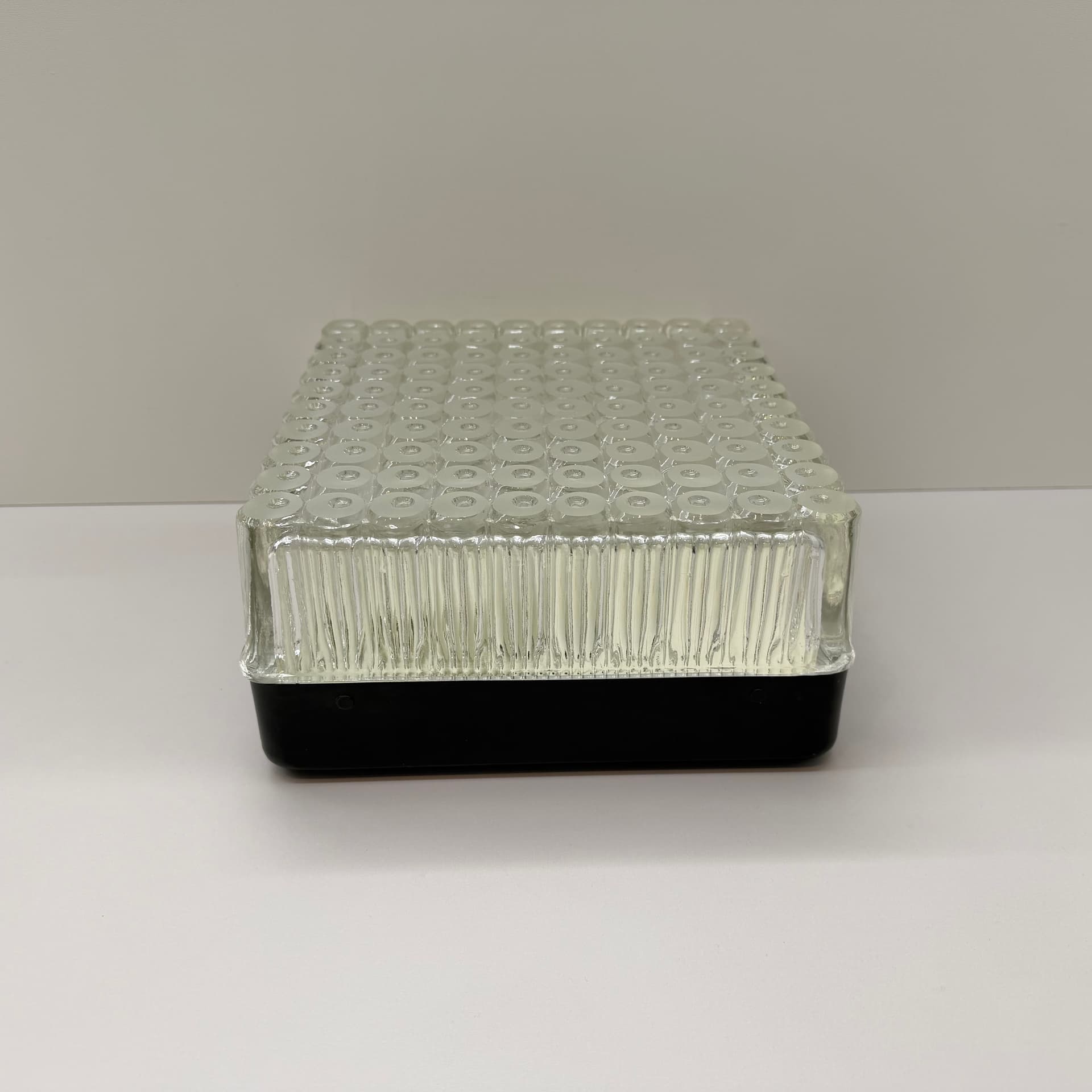 Wall or Ceiling Lamp, transparent glass, black metal, Staff Leuchten, Germany, 1970s. - 304679