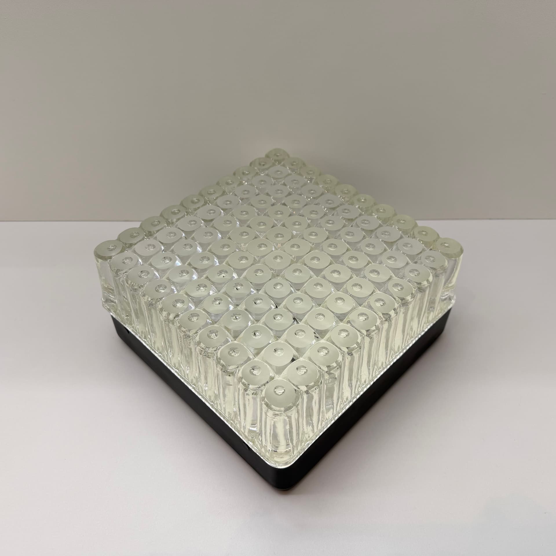 Wall or Ceiling Lamp, transparent glass, black metal, Staff Leuchten, Germany, 1970s. - 304677