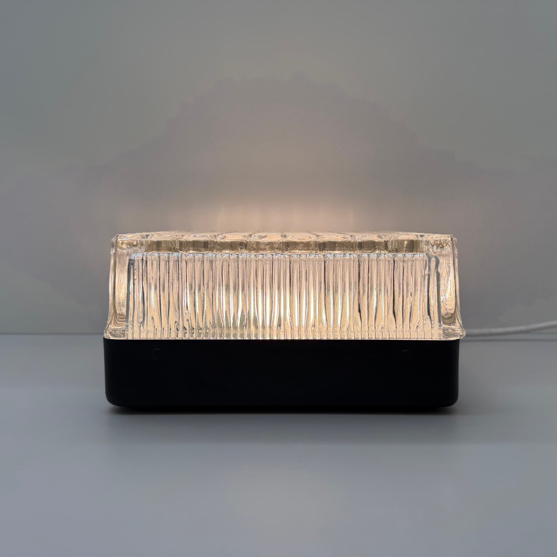 Wall or Ceiling Lamp, transparent glass, black metal, Staff Leuchten, Germany, 1970s. - 304669