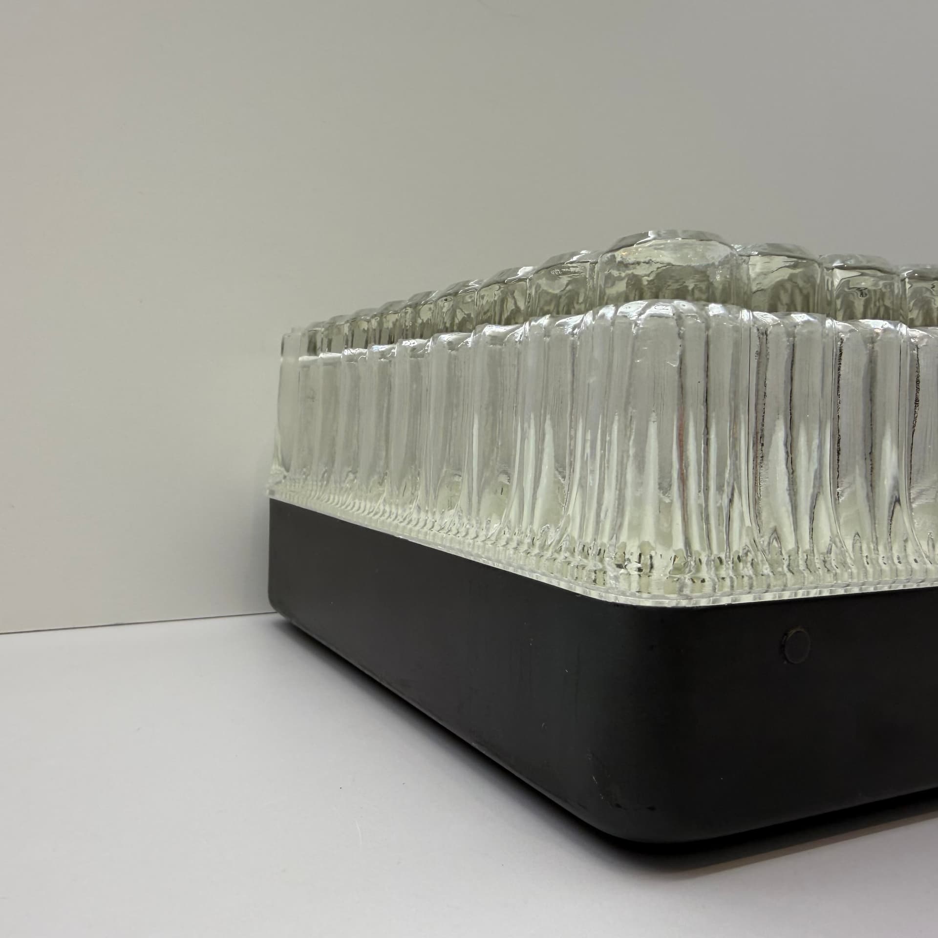 Wall or Ceiling Lamp, transparent glass, black metal, Staff Leuchten, Germany, 1970s. - 304673