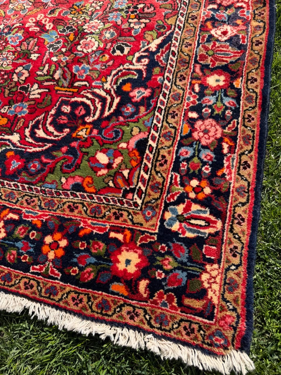 Persian Rug Hamadan 220x147 cm, multicolor wool, Iran, 1980s. - 304696