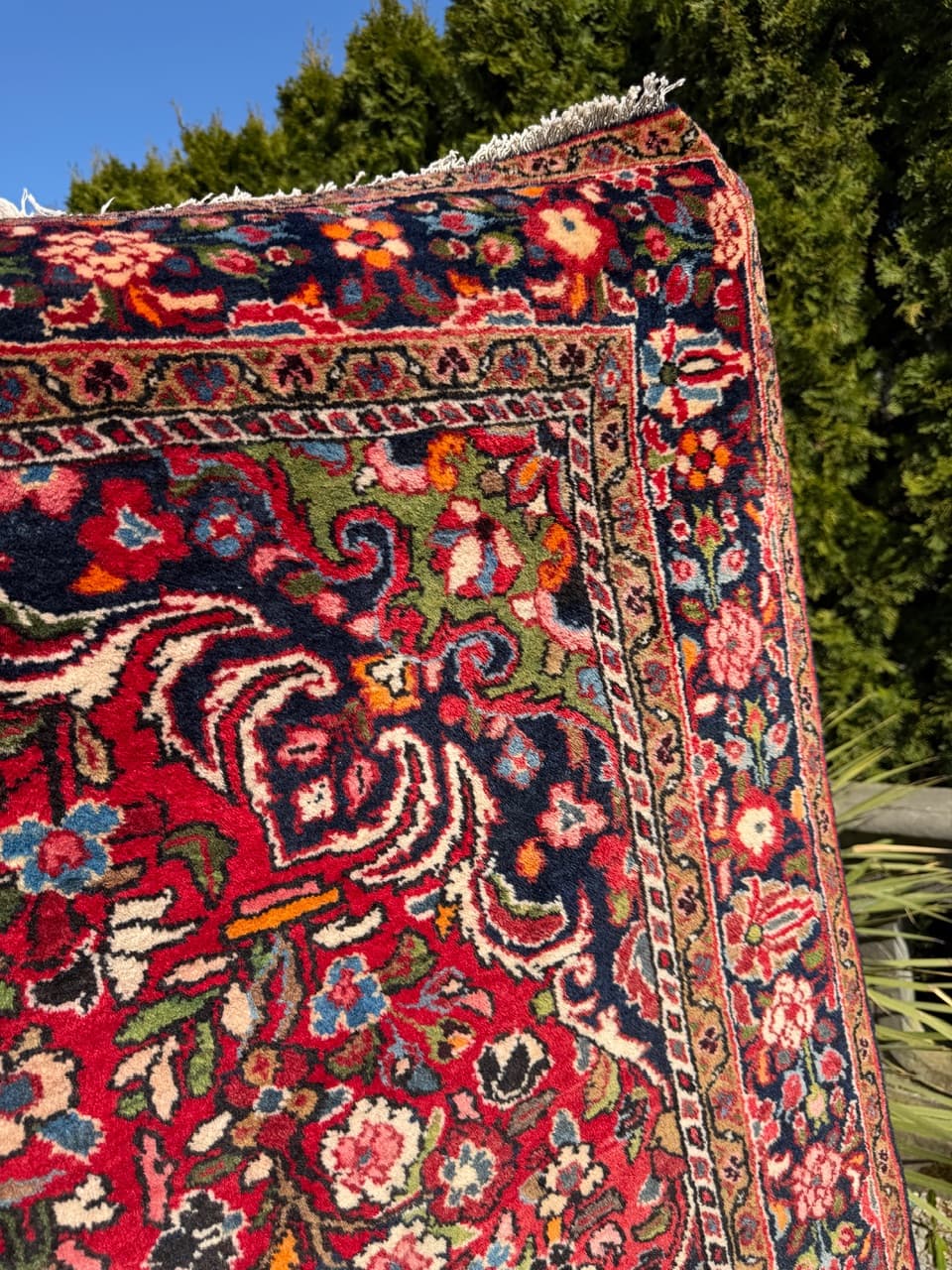 Persian Rug Hamadan 220x147 cm, multicolor wool, Iran, 1980s. - 304691