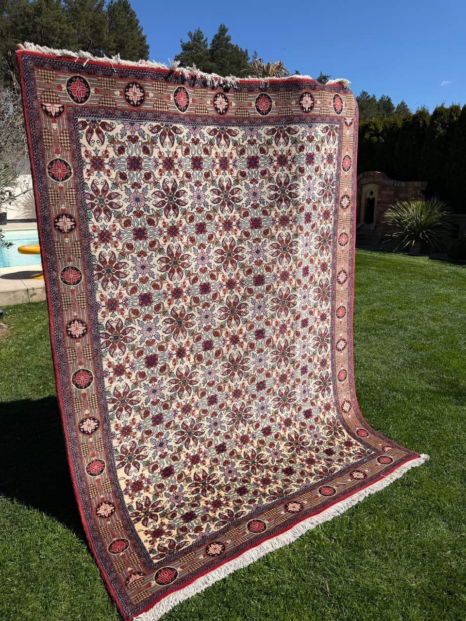 Persian Rug Bidjar 245x170 cm, beige, cashmere wool, Iran - 304748