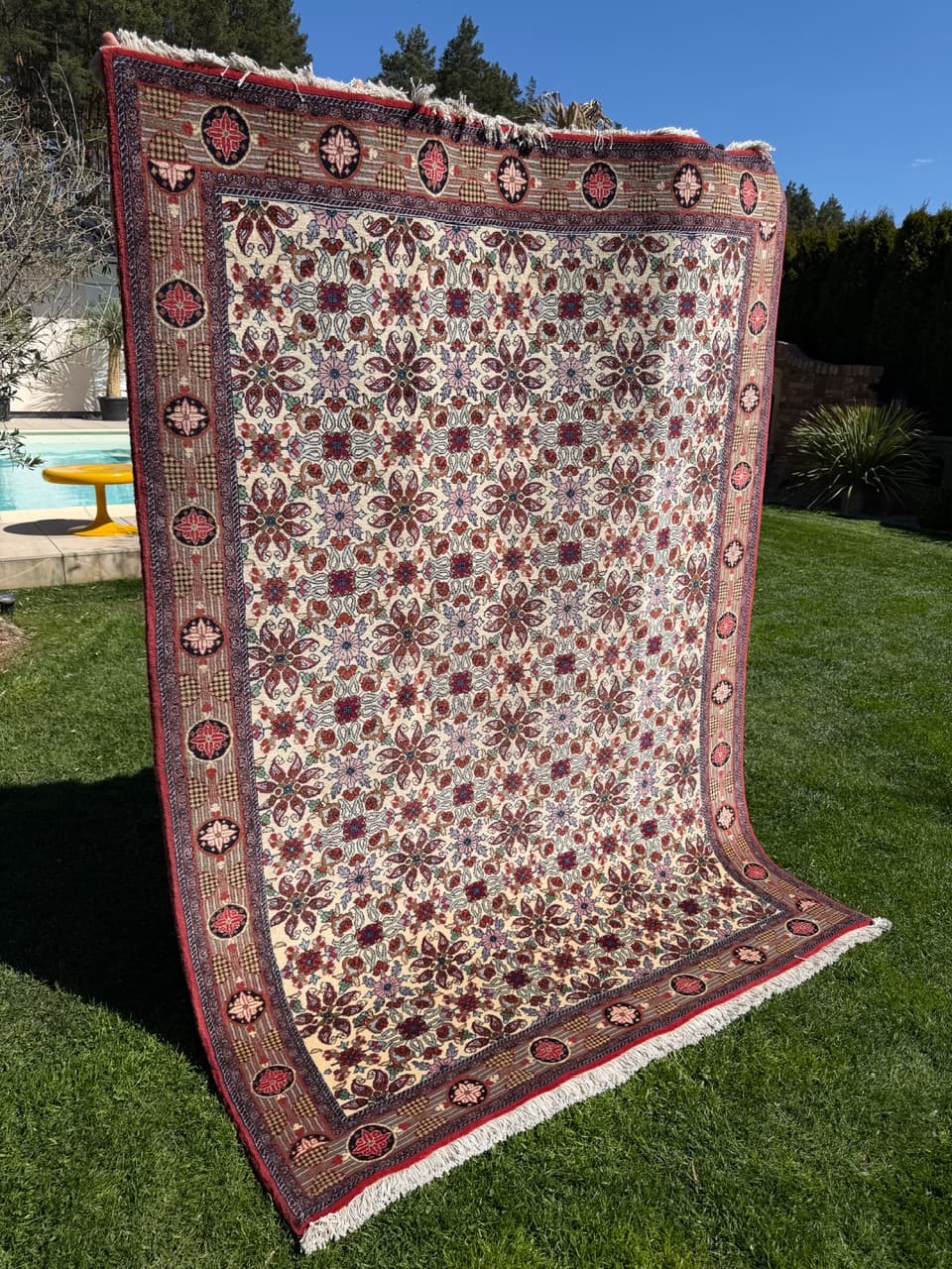 Persian Rug Bidjar 245x170 cm, beige, cashmere wool, Iran - 304749