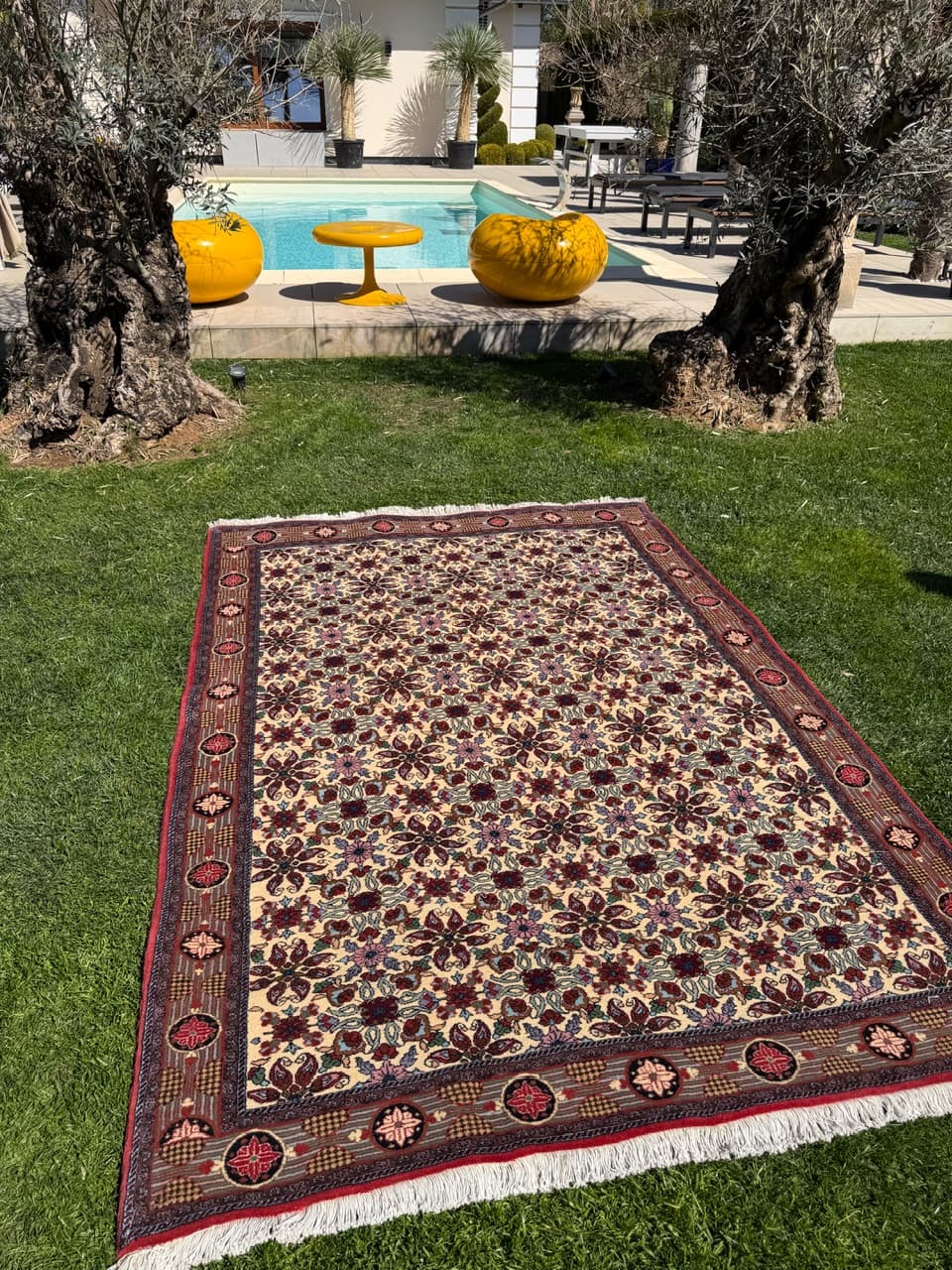 Persian Rug Bidjar 245x170 cm, beige, cashmere wool, Iran - 304744