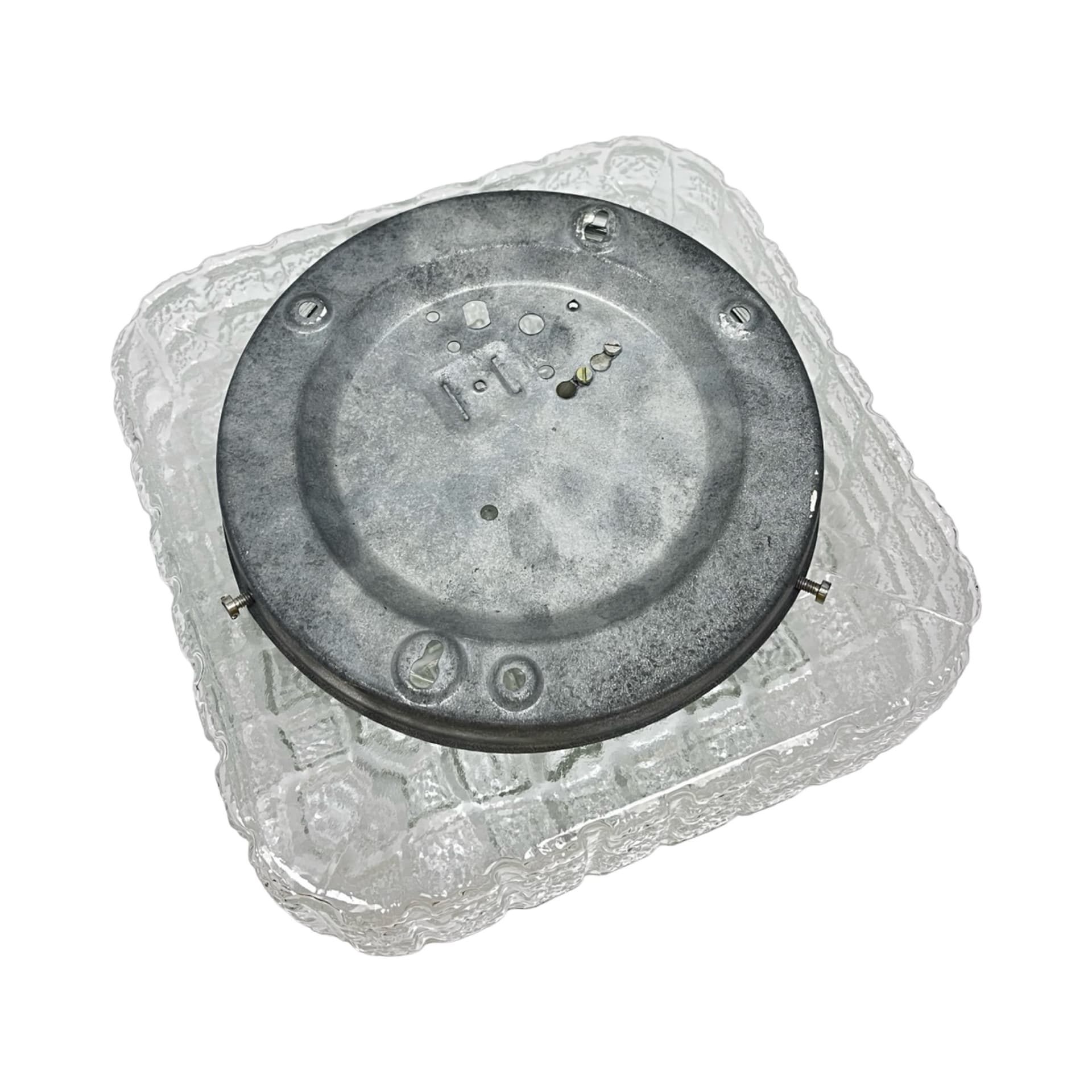 Ceiling lamp Cube Glass, transparent grey soda-lime glass, black metal, Staff Leuchten, Germany, 1970s. - 304780