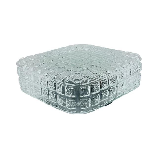 Ceiling lamp Cube Glass, transparent grey soda-lime glass, black metal, Staff Leuchten, Germany, 1970s. - DIMENSION