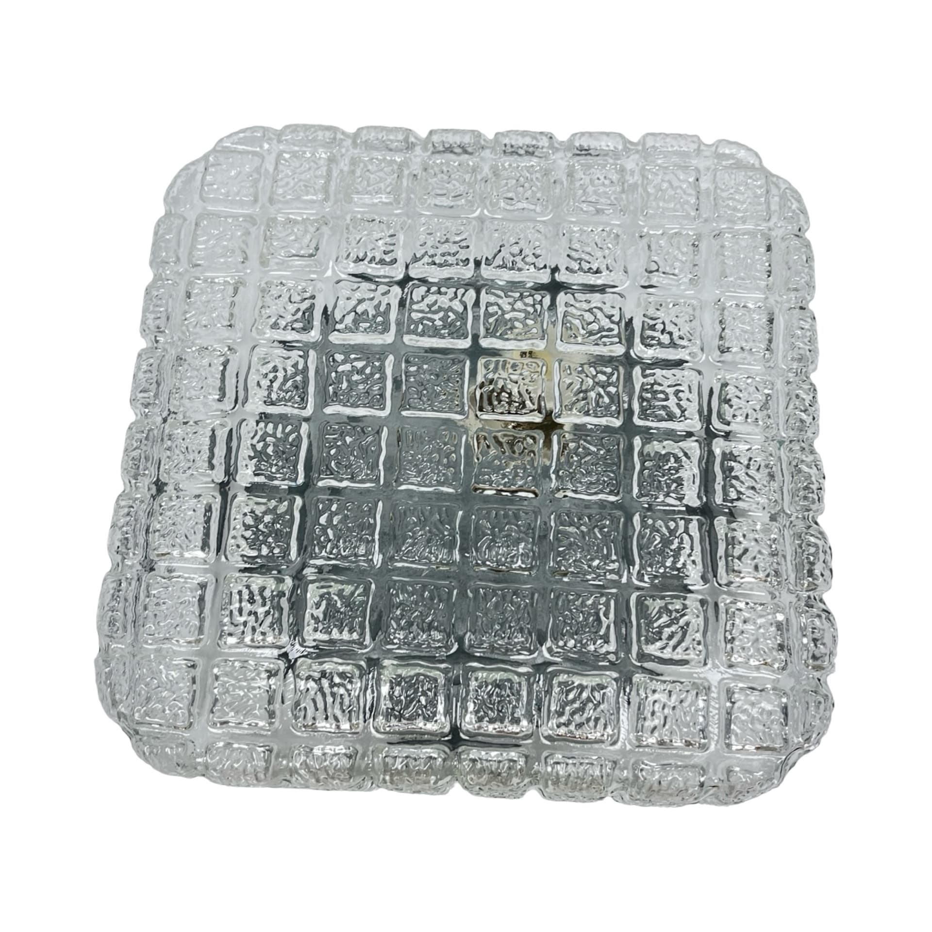 Ceiling lamp Cube Glass, transparent grey soda-lime glass, black metal, Staff Leuchten, Germany, 1970s. - 304779