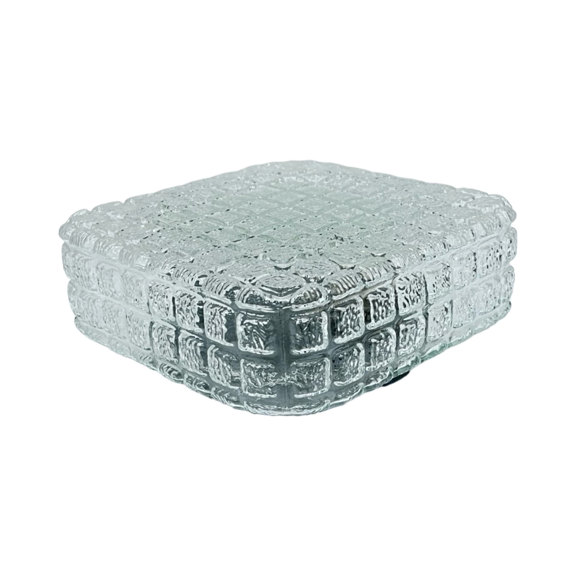 Ceiling lamp Cube Glass, transparent grey soda-lime glass, black metal, Staff Leuchten, Germany, 1970s. - 304778