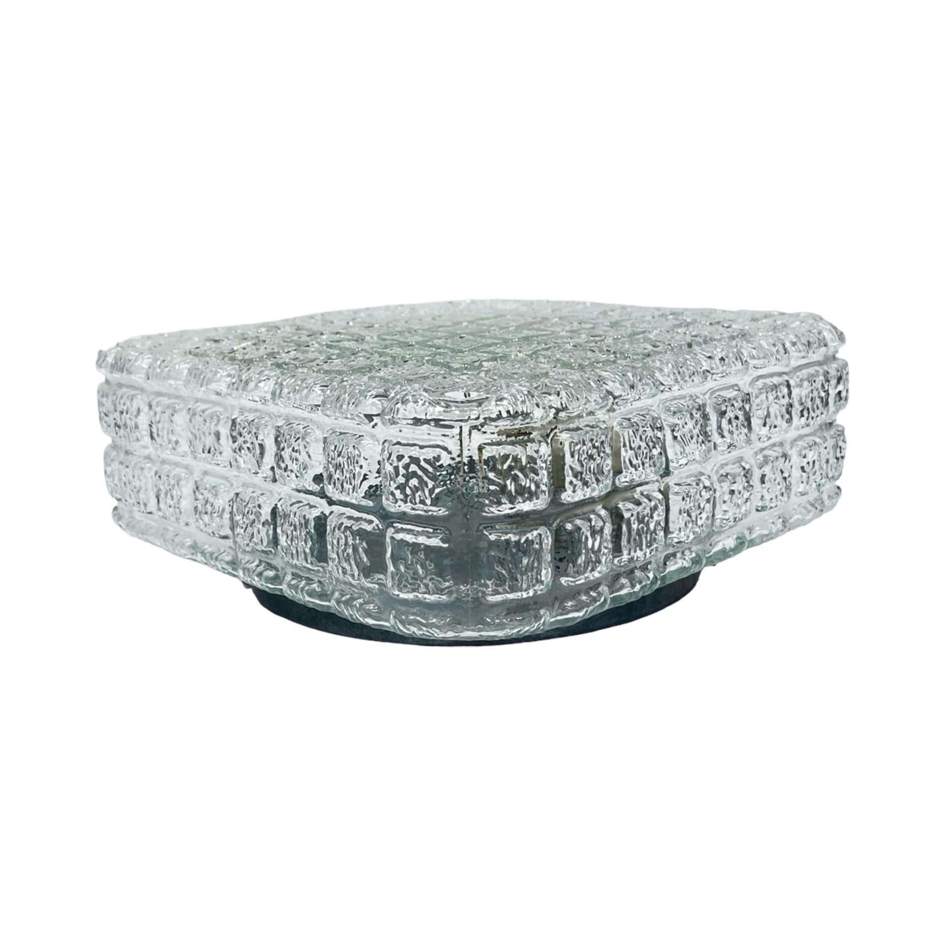 Ceiling lamp Cube Glass, transparent grey soda-lime glass, black metal, Staff Leuchten, Germany, 1970s. - 304781