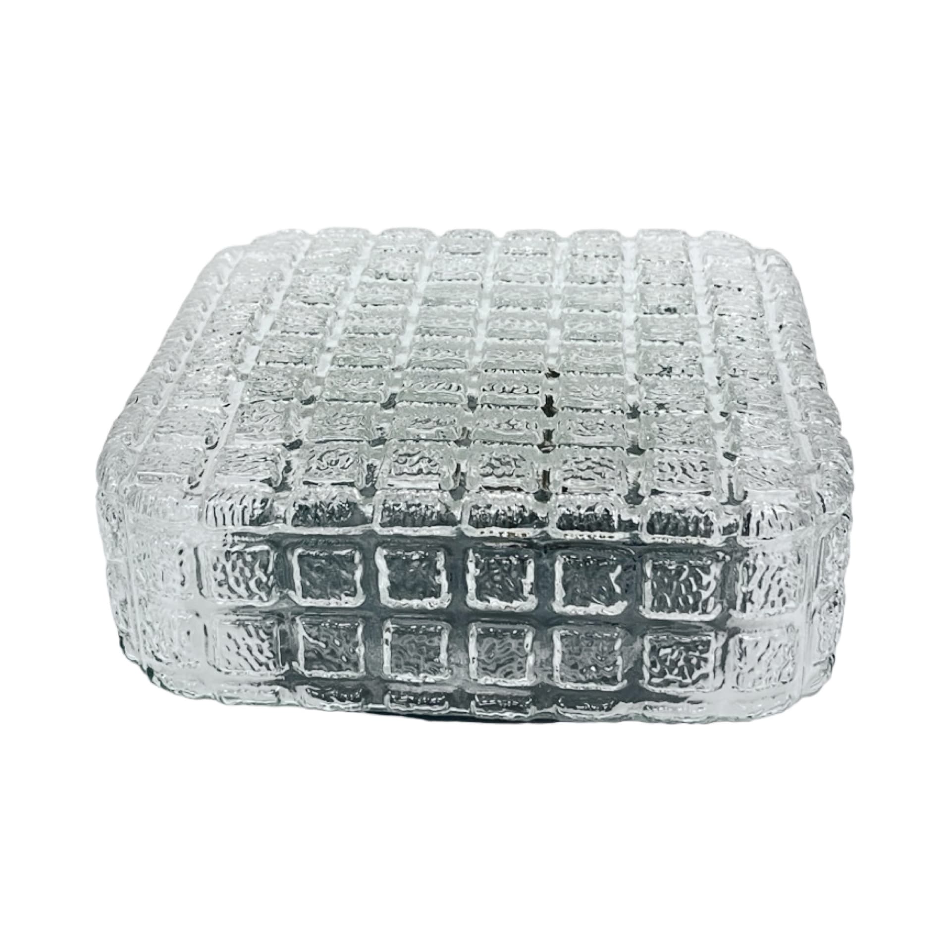 Ceiling lamp Cube Glass, transparent grey soda-lime glass, black metal, Staff Leuchten, Germany, 1970s. - 304783