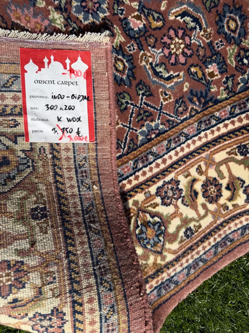 Rug Indo Bidjar 300x200 cm, red, Kashmiri wool, India - 304853