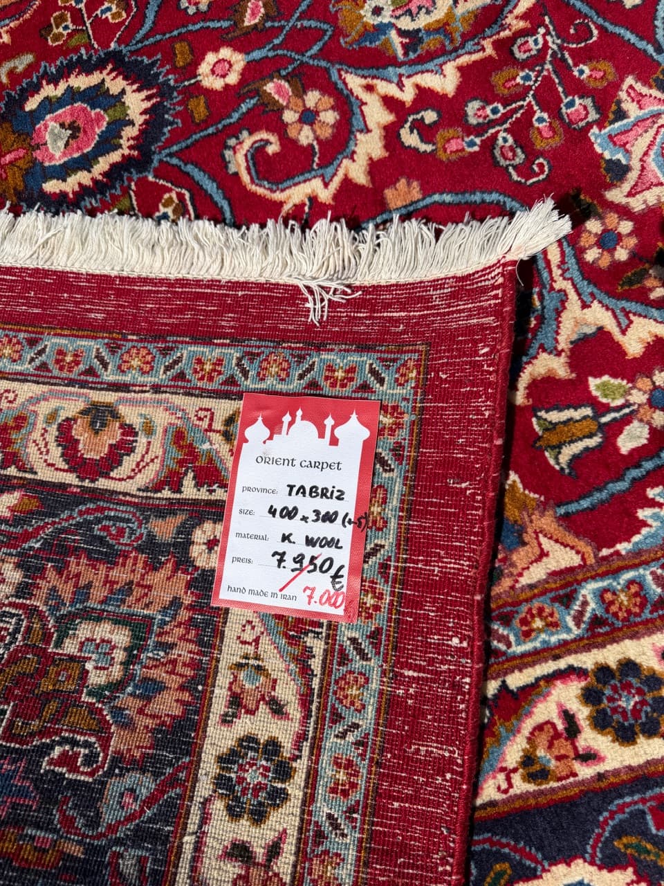 Rug Tabriz 400x300 cm, red, cashmere wool, Iran - 304884