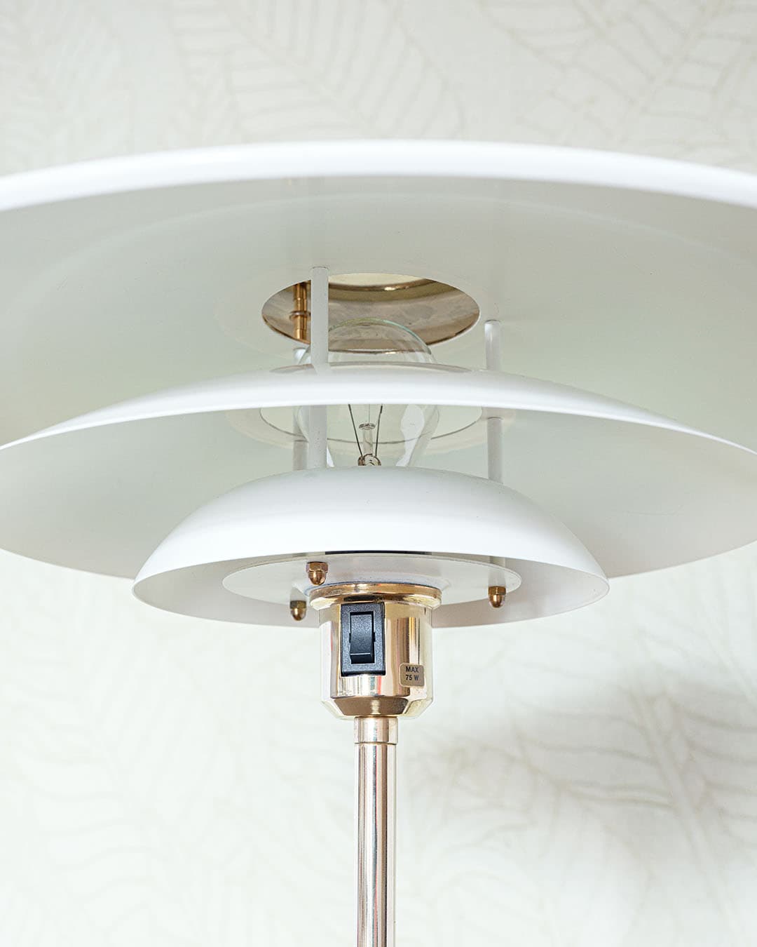 Floor Lamp Plate, creamy white metal, gold brass, Belid, Denmark, 1970s. - 304898
