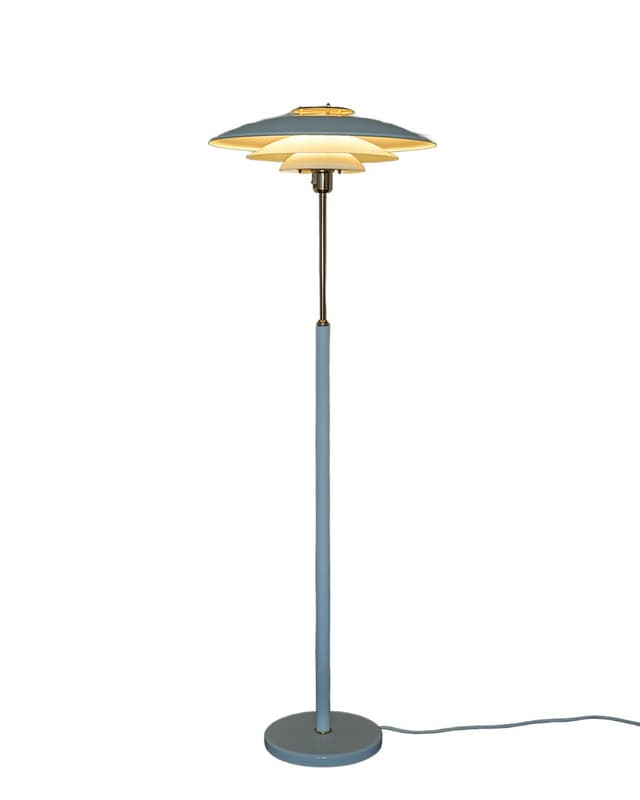 Floor Lamp Plate, creamy white metal, gold brass, Belid, Denmark, 1970s. - DIMENSION