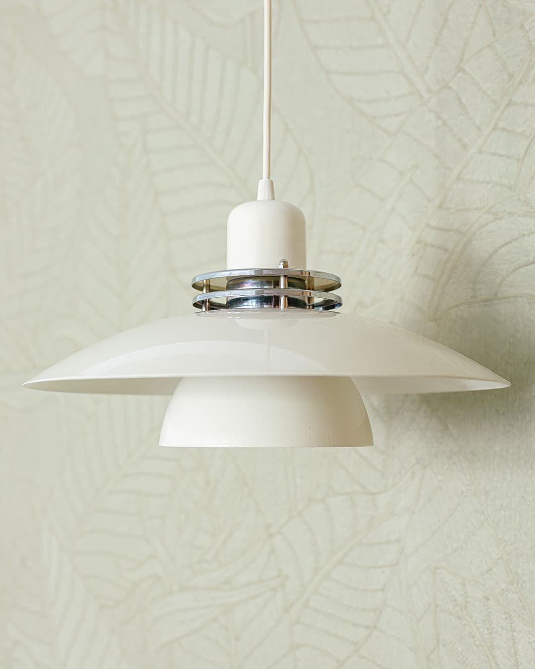 Set of Three Plate Pendant Lamps, cream, metal, Denmark, 1980s. - 304903