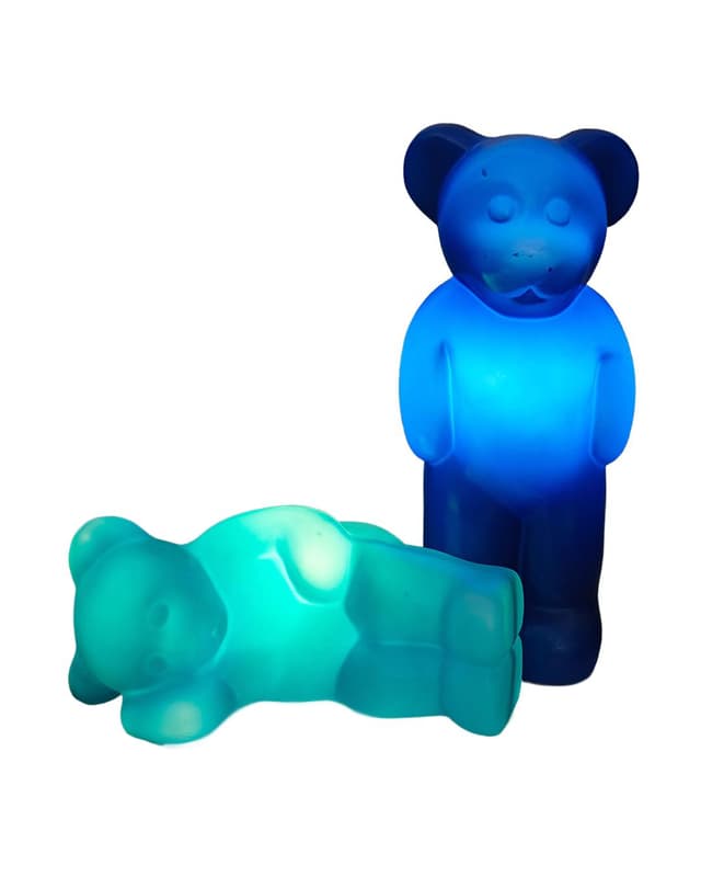 Zestaw lamp stołowych Lumibar, niebieski i turkusowy, plastik, Niemcy, lata 80. - WYMIARY