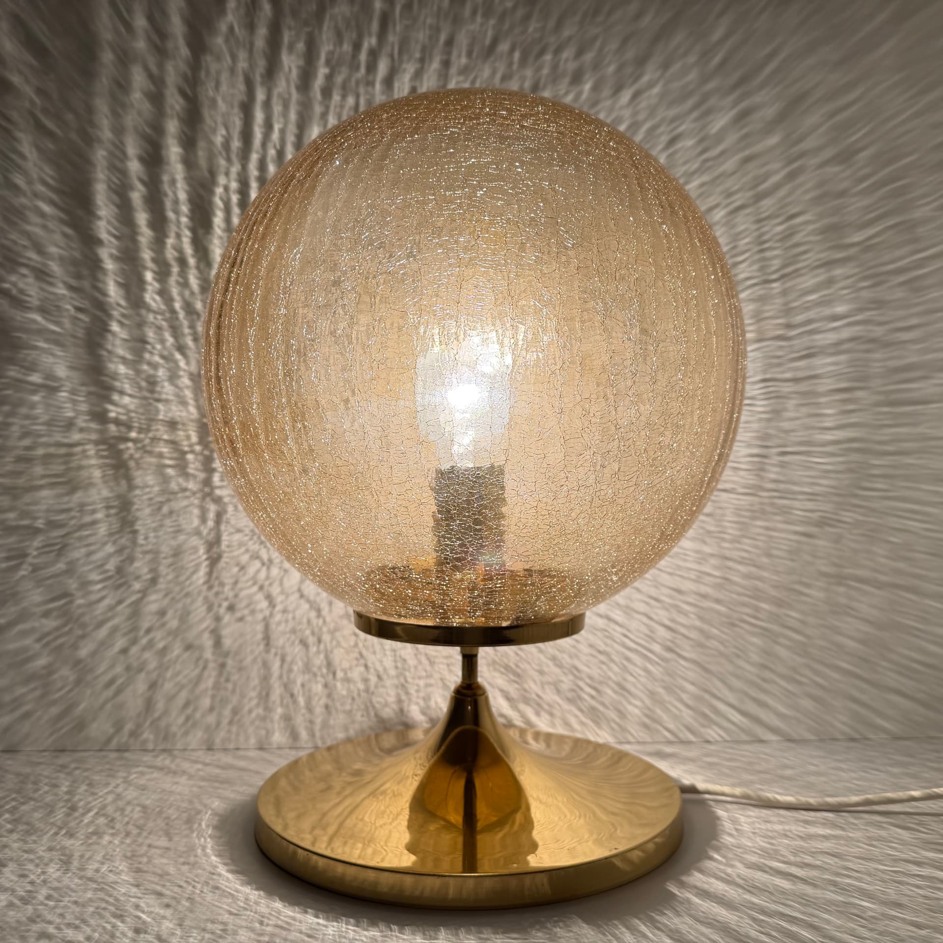 Table Lamp Space Age, amber glass, gold brass, steel, Germany, 1970s. - 304984