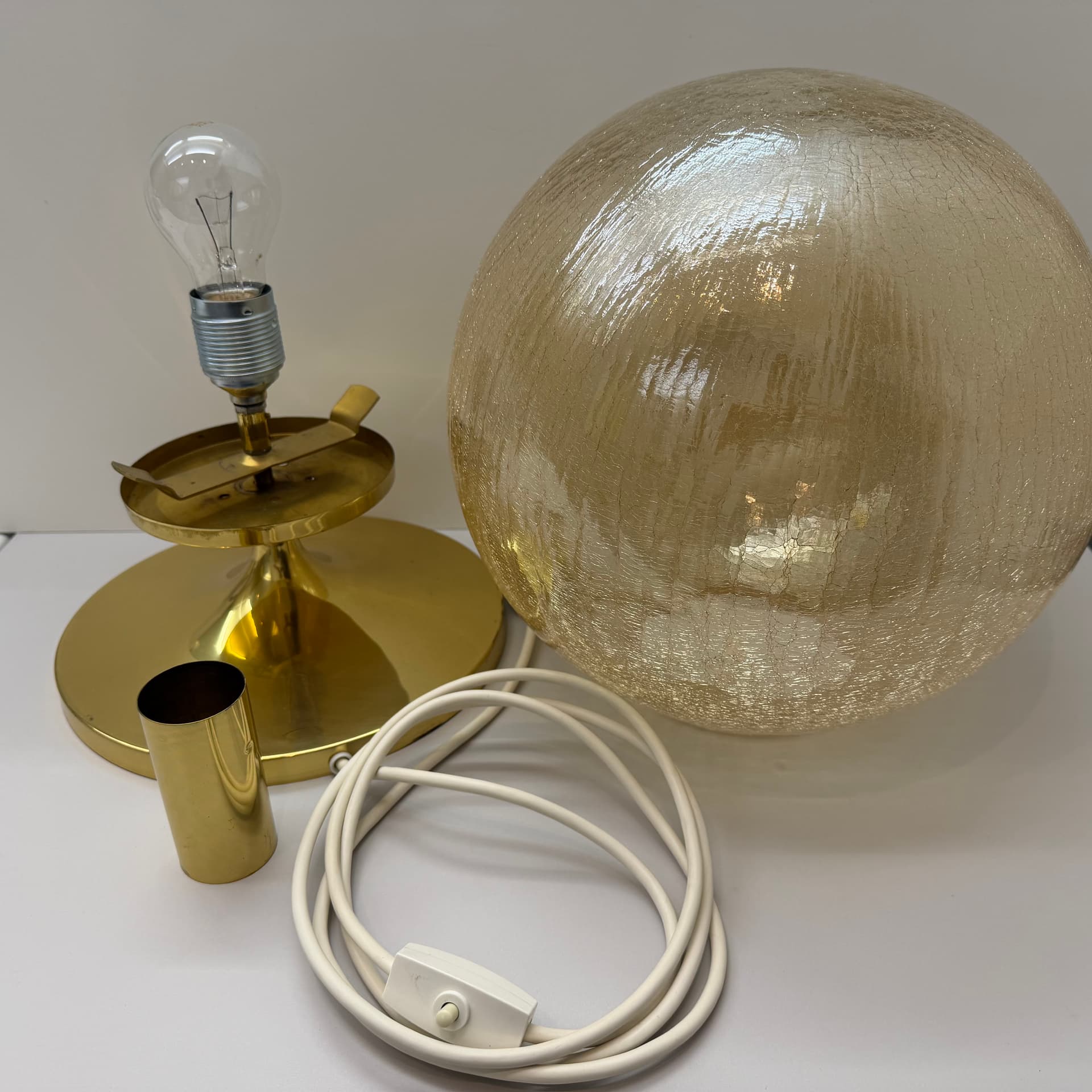 Table Lamp Space Age, amber glass, gold brass, steel, Germany, 1970s. - 304983