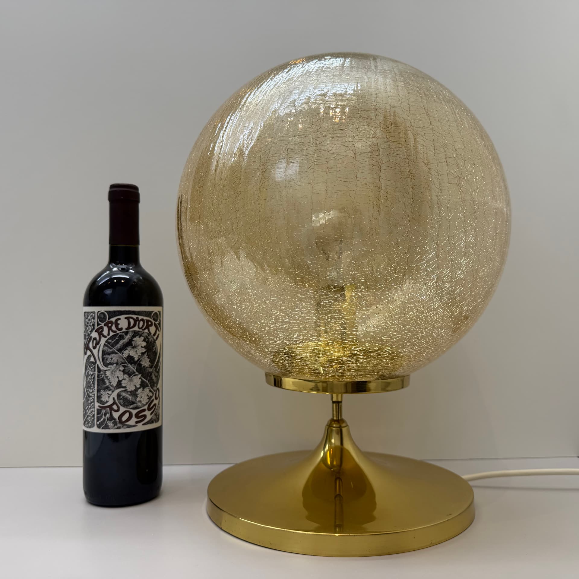 Table Lamp Space Age, amber glass, gold brass, steel, Germany, 1970s. - 304972