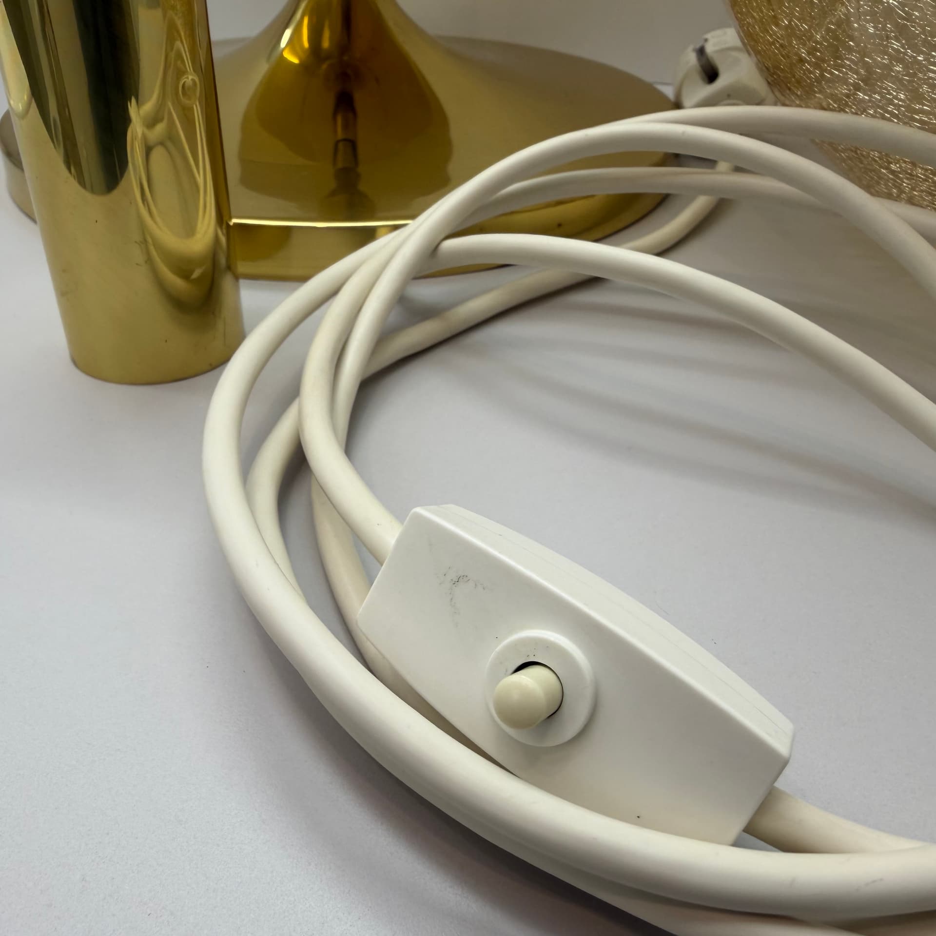 Table Lamp Space Age, amber glass, gold brass, steel, Germany, 1970s. - 304977