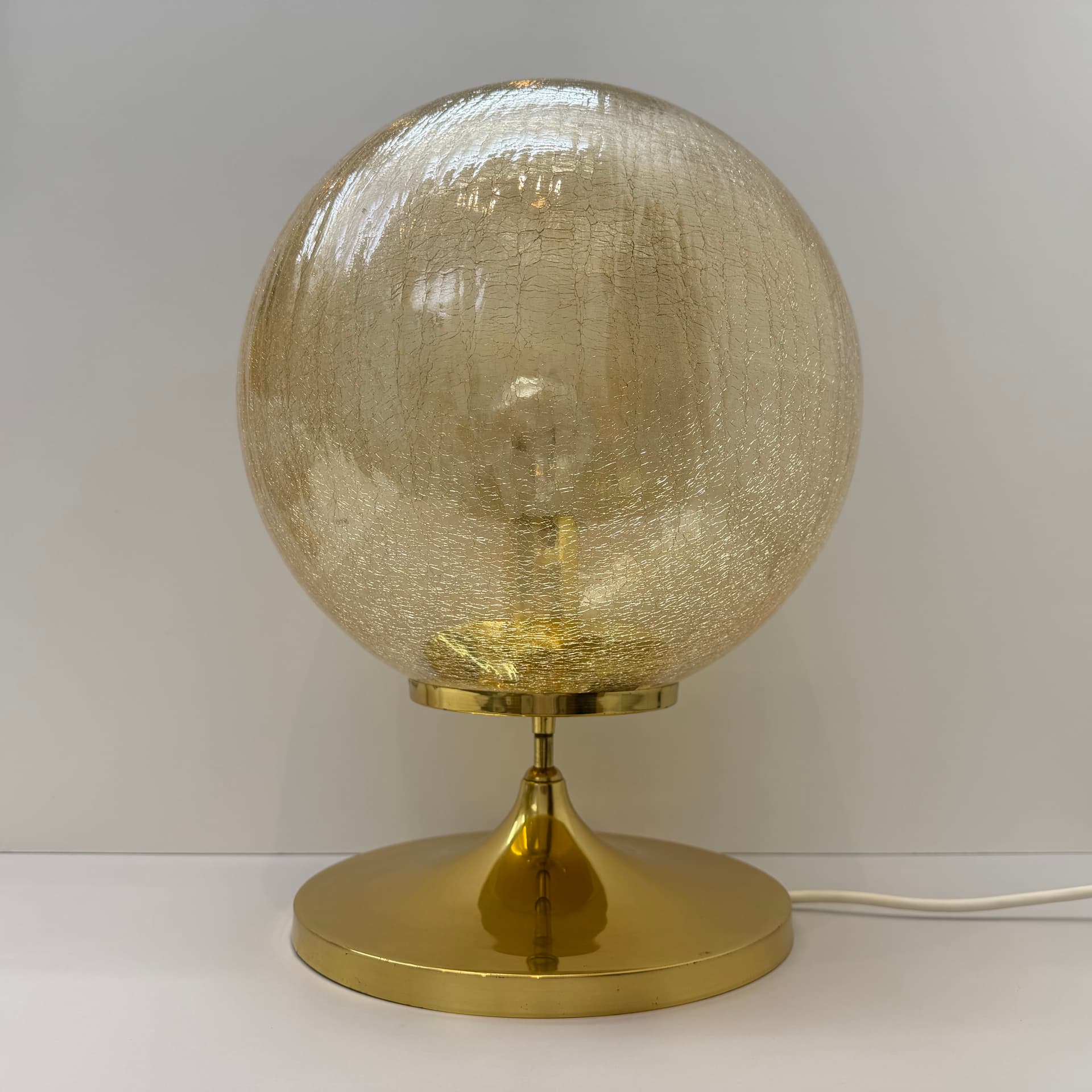 Table Lamp Space Age, amber glass, gold brass, steel, Germany, 1970s. - 304982