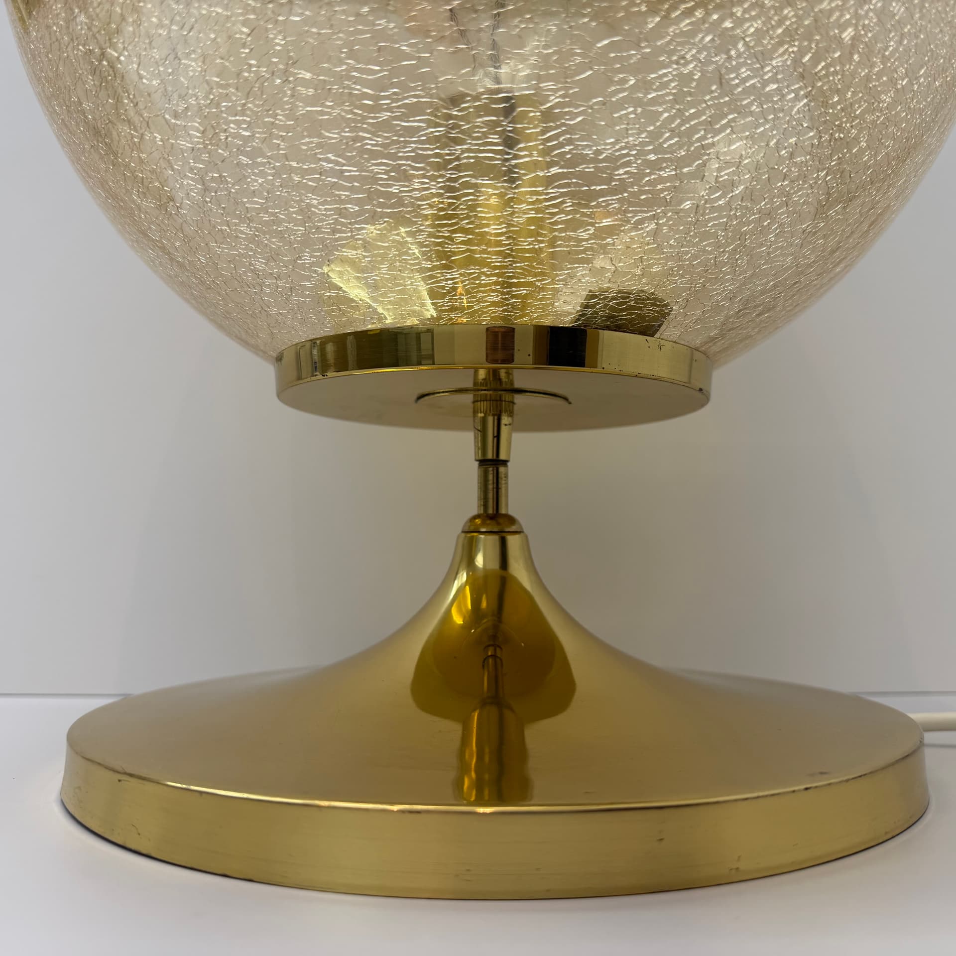 Table Lamp Space Age, amber glass, gold brass, steel, Germany, 1970s. - 304981