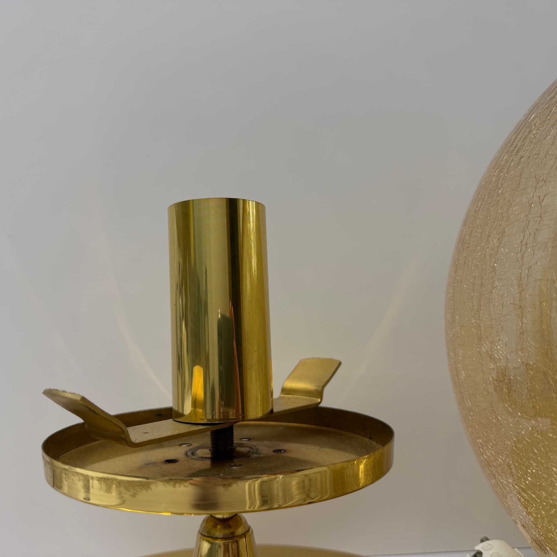 Table Lamp Space Age, amber glass, gold brass, steel, Germany, 1970s. - 304980
