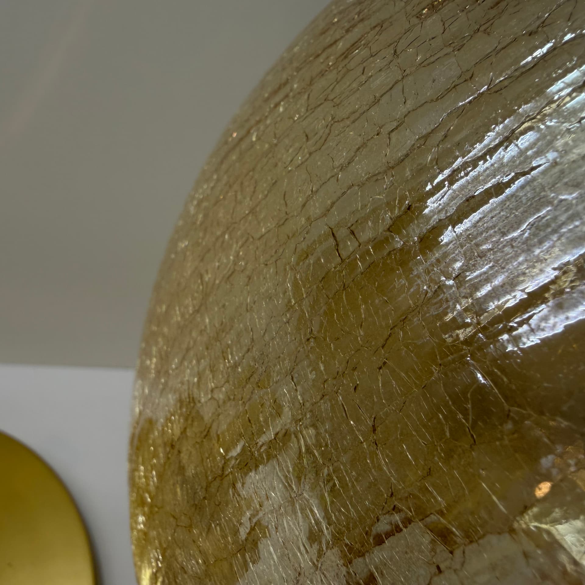 Table Lamp Space Age, amber glass, gold brass, steel, Germany, 1970s. - 304975