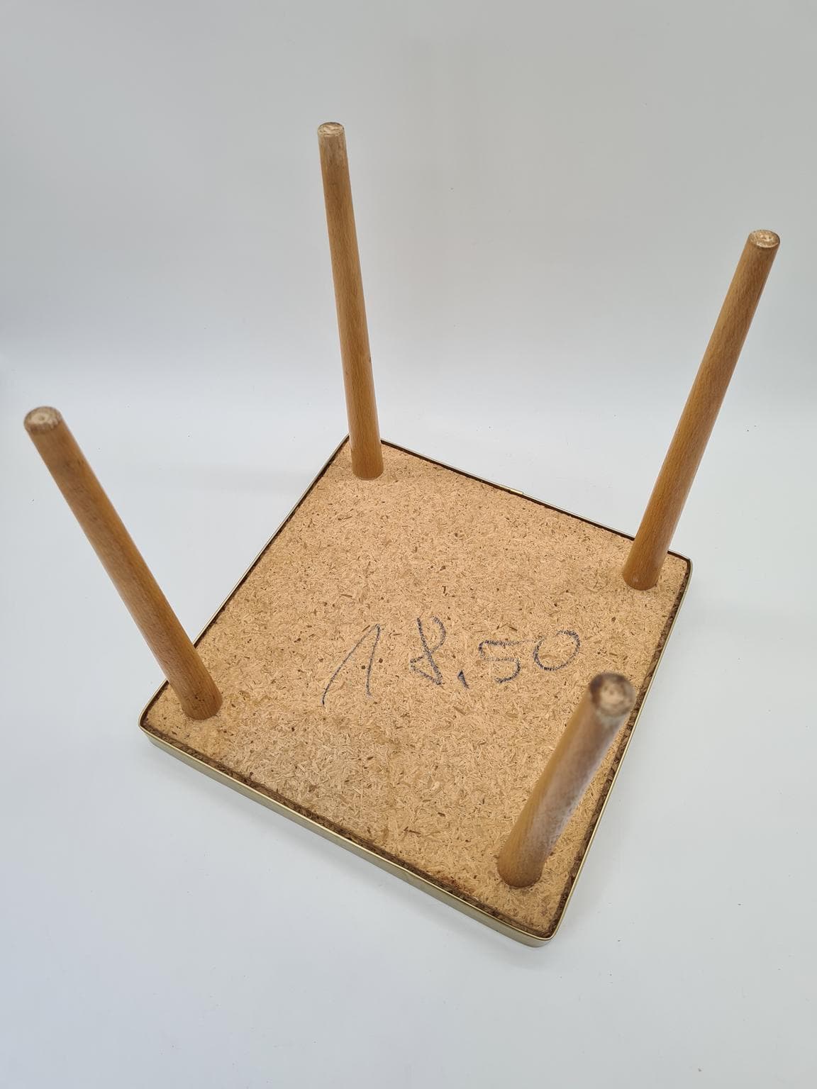 Coffee table Mid-Century Modern, beige and white ceramics, gold metal, brown wood, Europe, 1970s - 305071