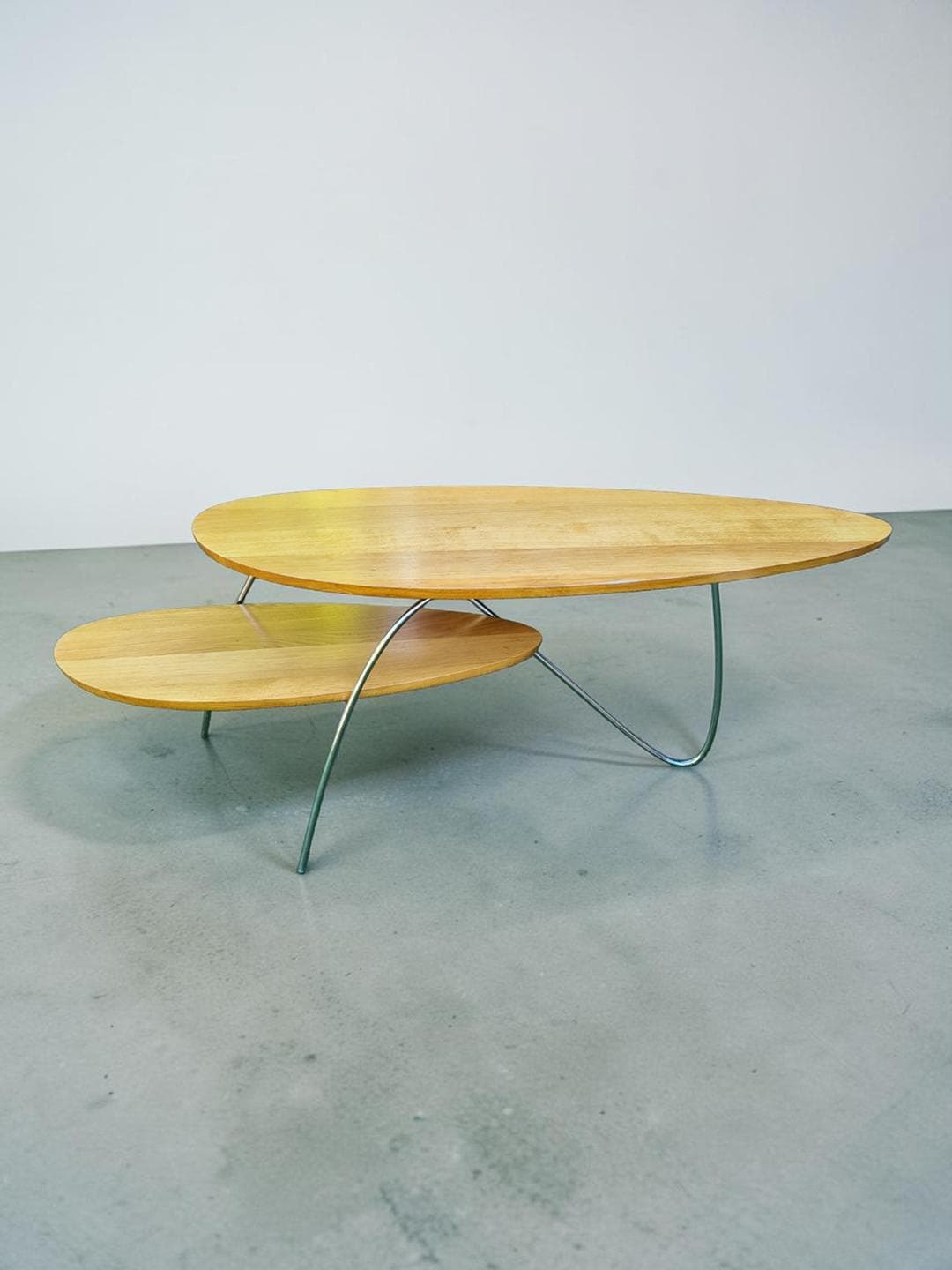 Coffee Table, Brown Wood, Silver Chrome Steel, 1980s - 306057