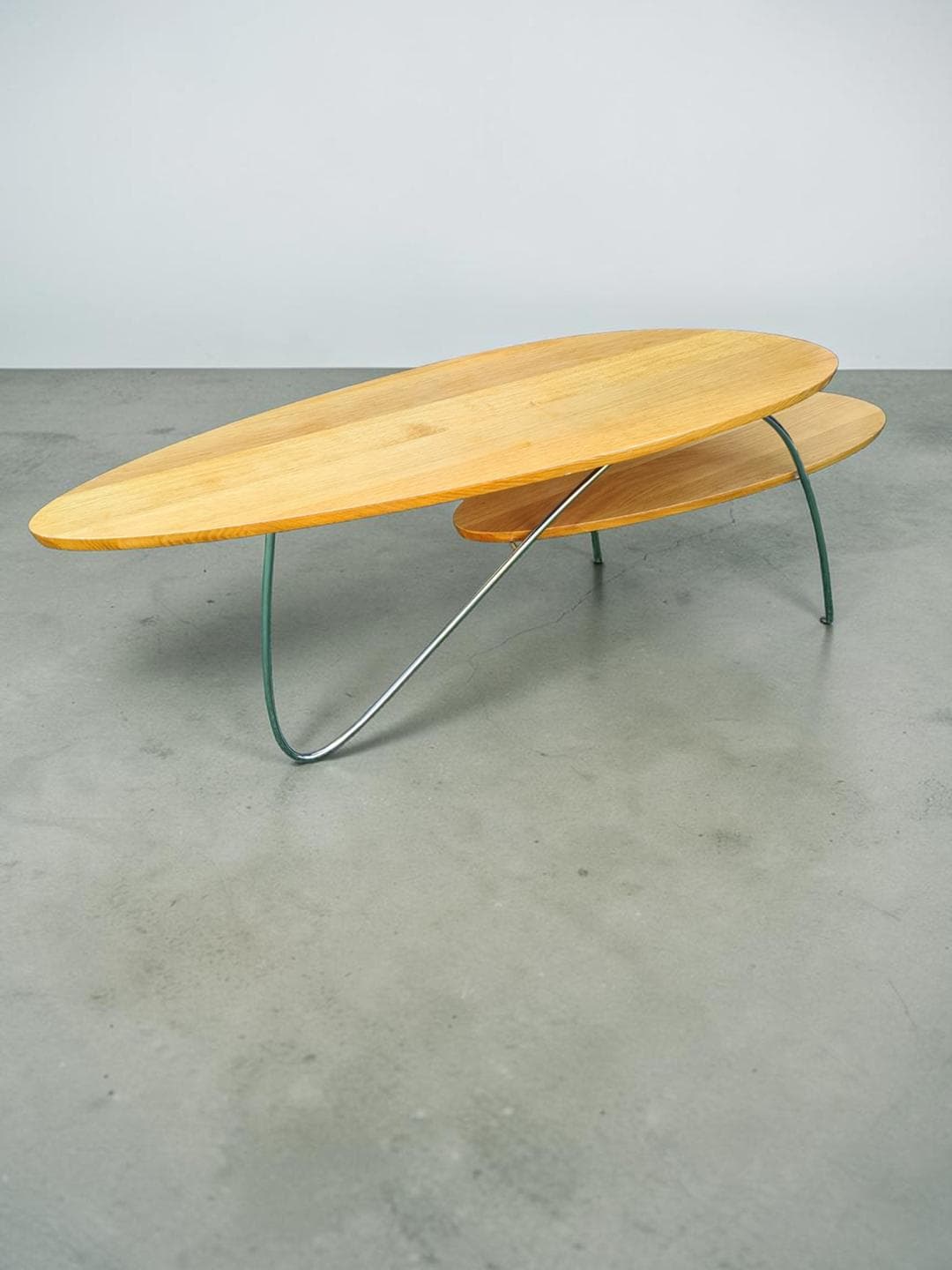 Coffee Table, Brown Wood, Silver Chrome Steel, 1980s - 306061