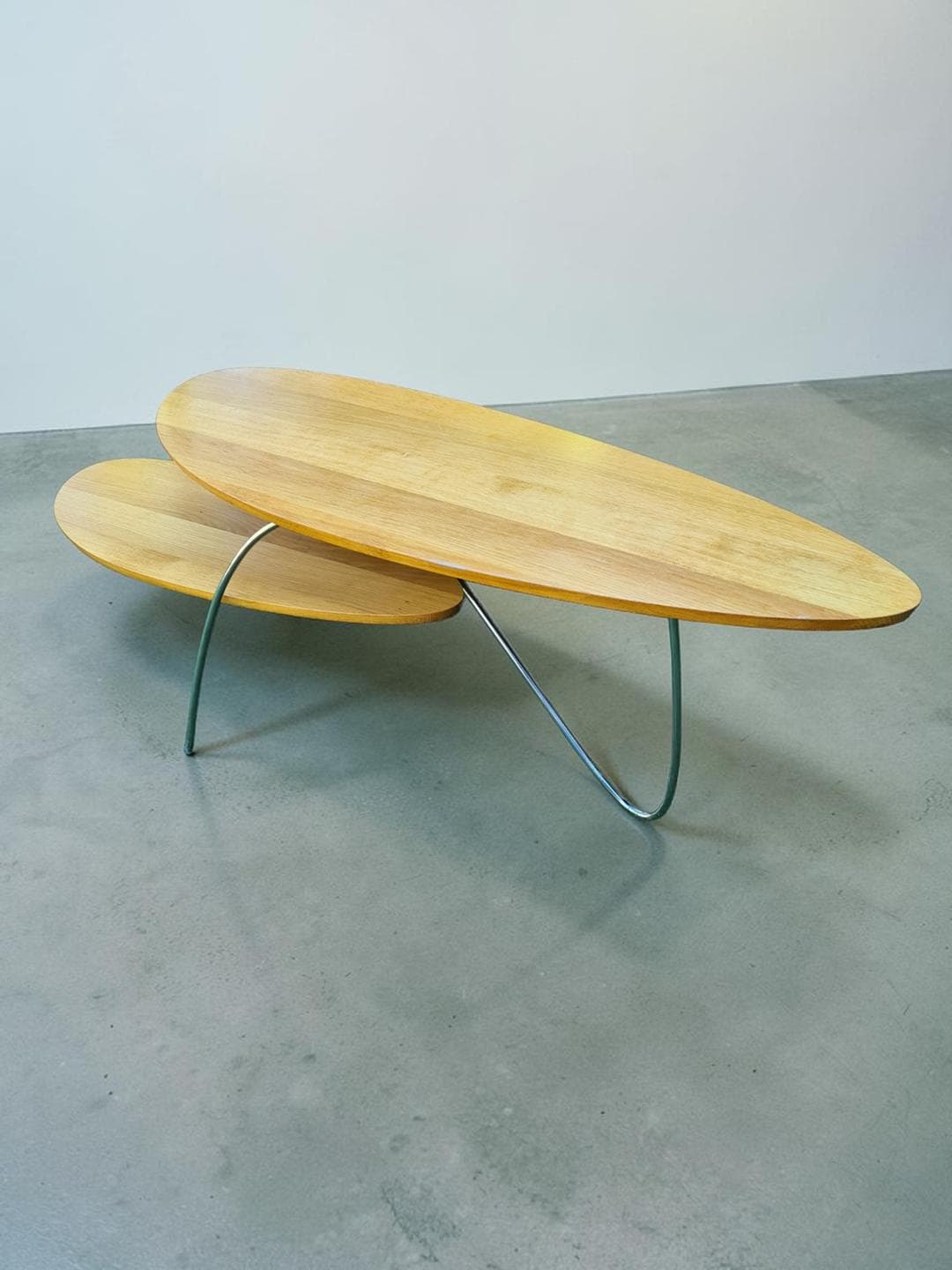 Coffee Table, Brown Wood, Silver Chrome Steel, 1980s - 306058
