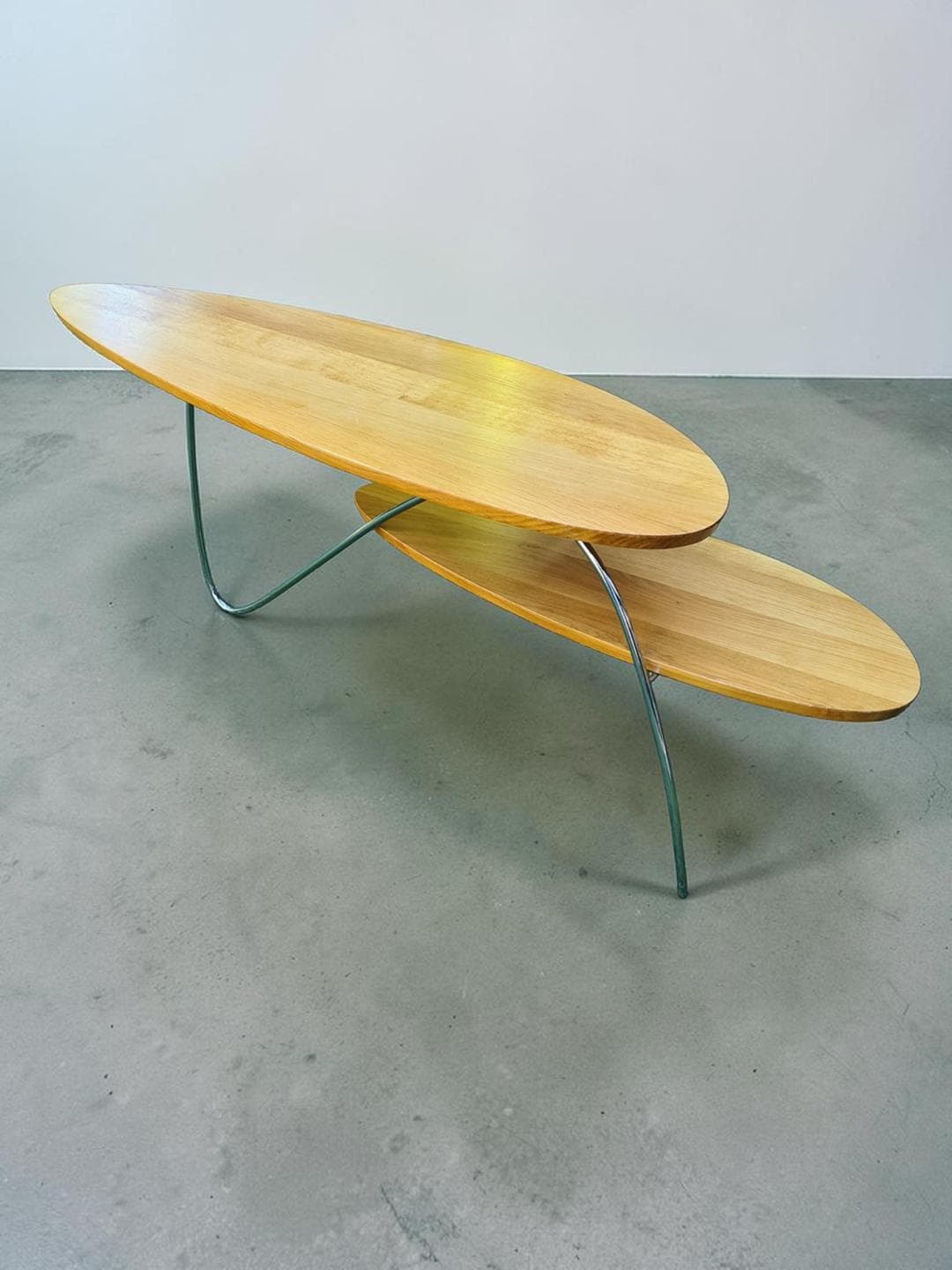 Coffee Table, Brown Wood, Silver Chrome Steel, 1980s - 306062