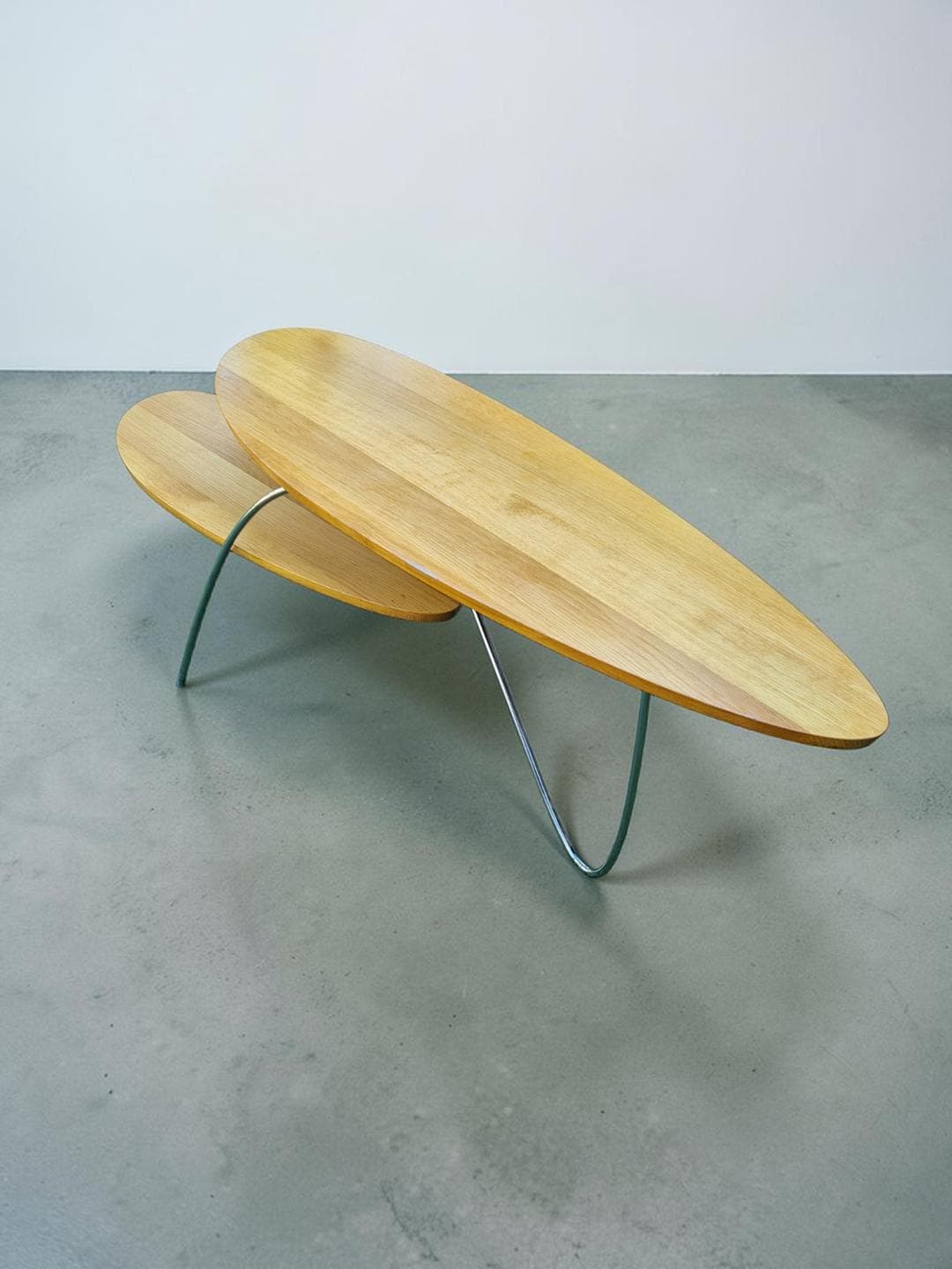 Coffee Table, Brown Wood, Silver Chrome Steel, 1980s - 306060